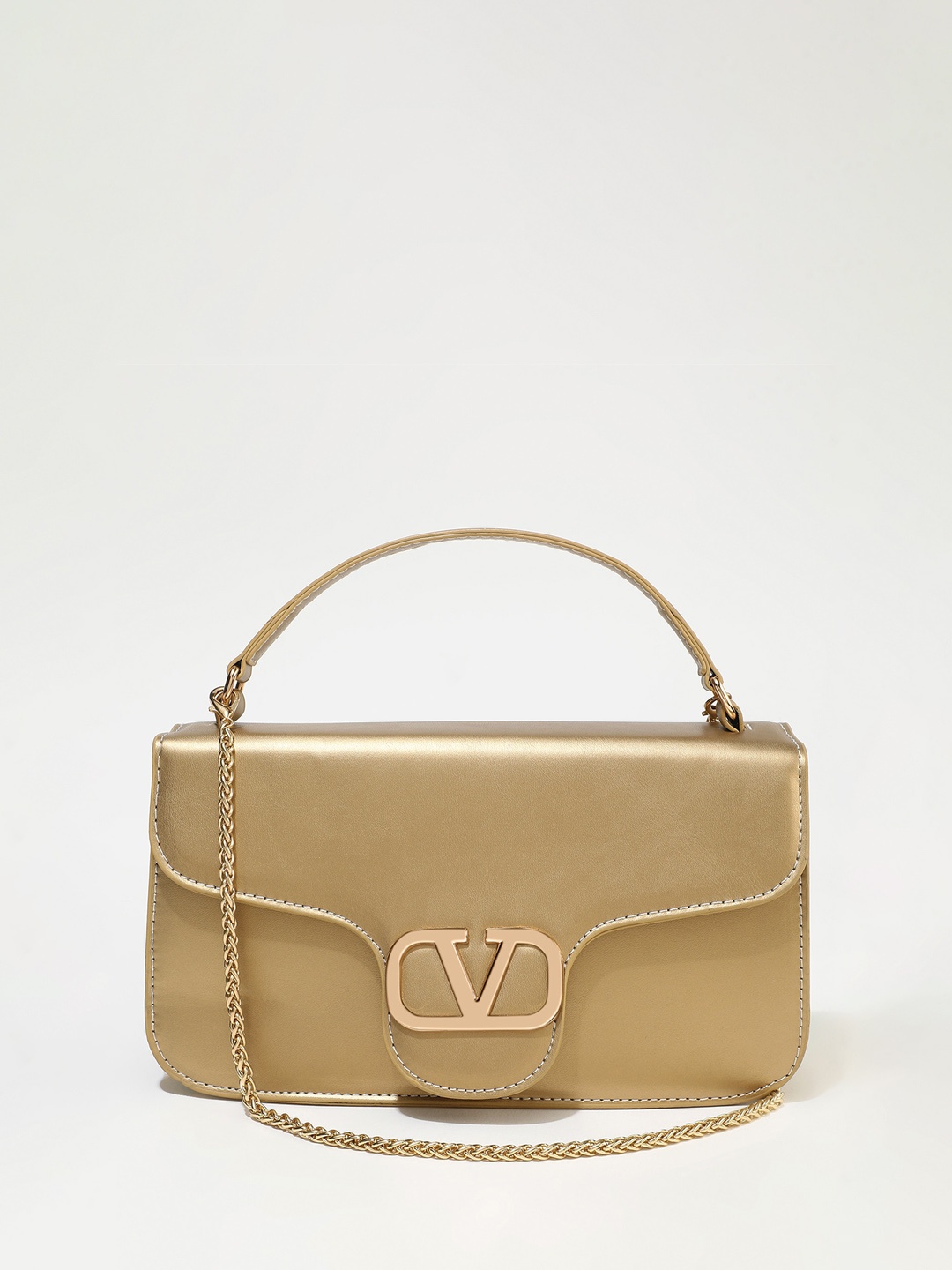 

LULU & SKY Structured Handheld Bag, Gold