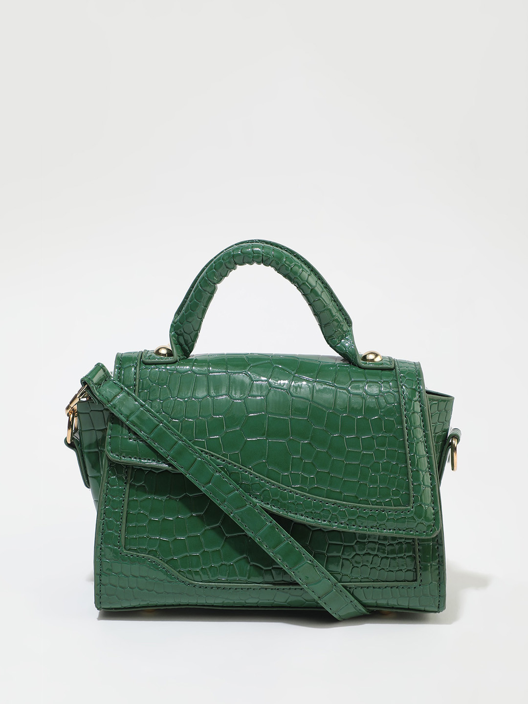 

LULU & SKY Textured Structured Satchel, Green