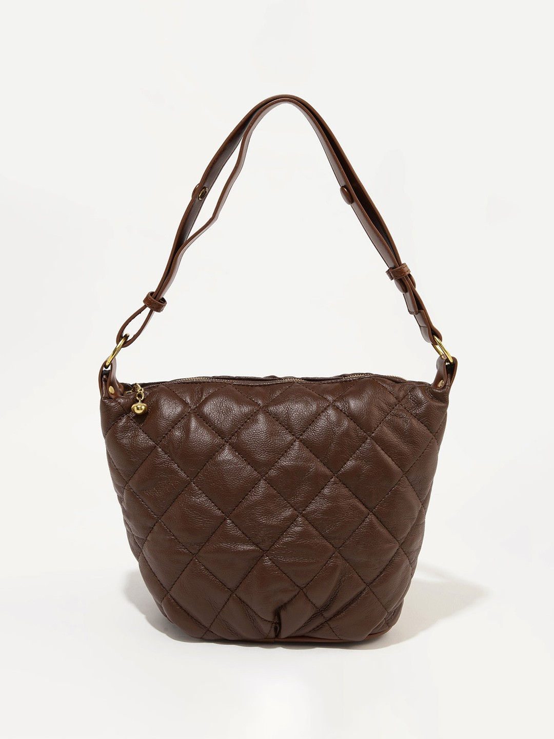 

LULU & SKY Textured Oversized Structured Shoulder Bag with Quilted, Brown
