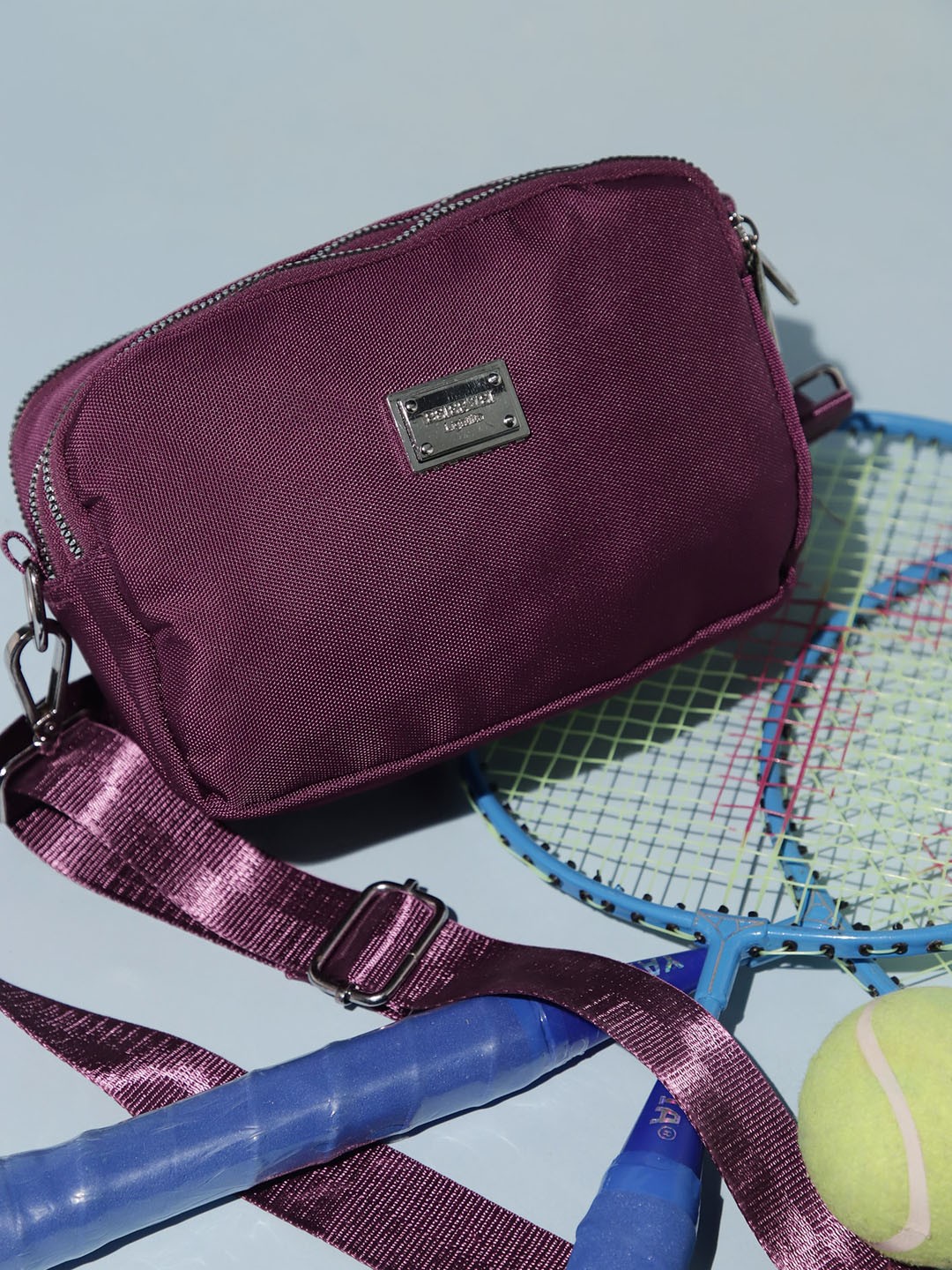 

LULU & SKY Textured Structured Sling Bag, Purple