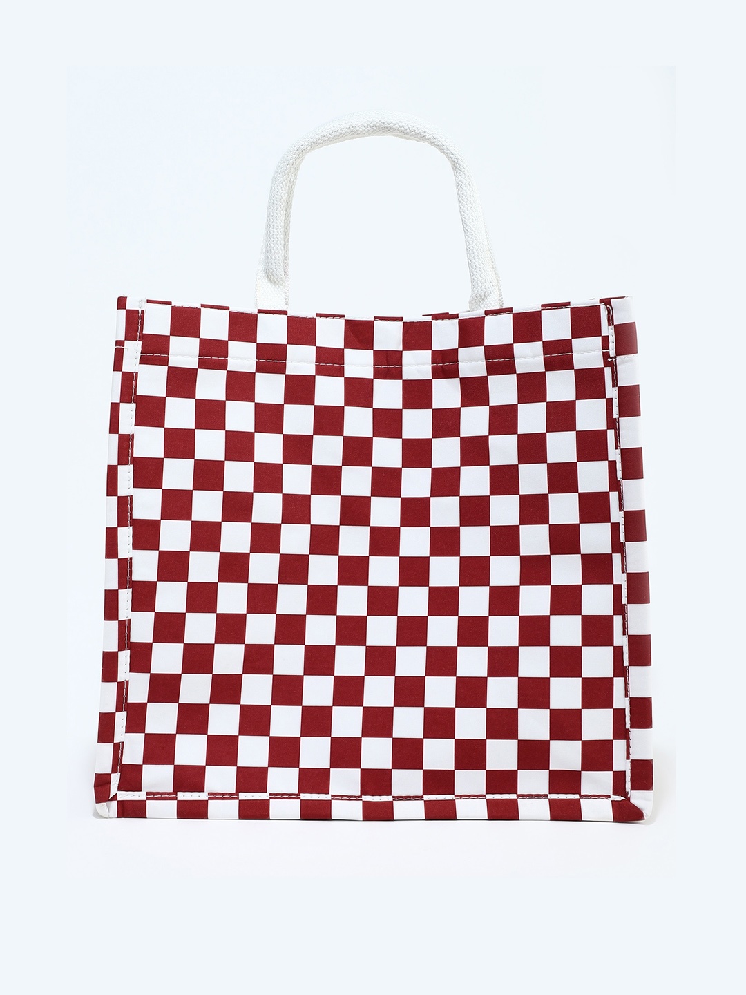 

LULU & SKY Checked Oversized Shopper Handheld Bag with, Red
