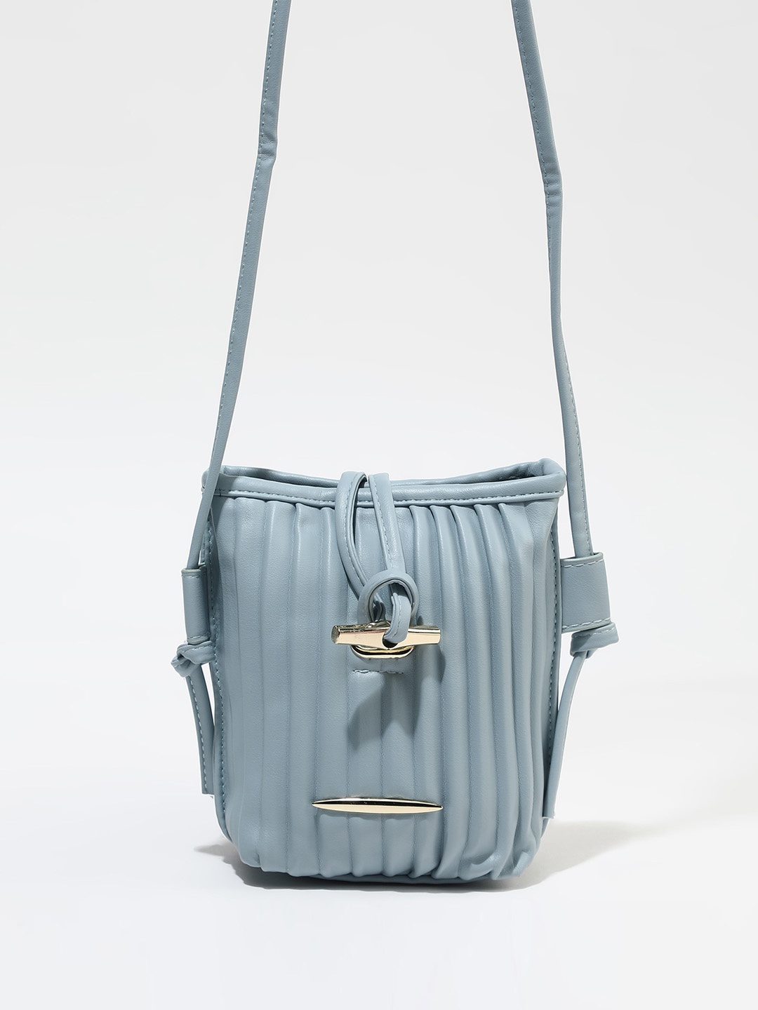 

LULU & SKY Striped Structured Sling Bag, Blue