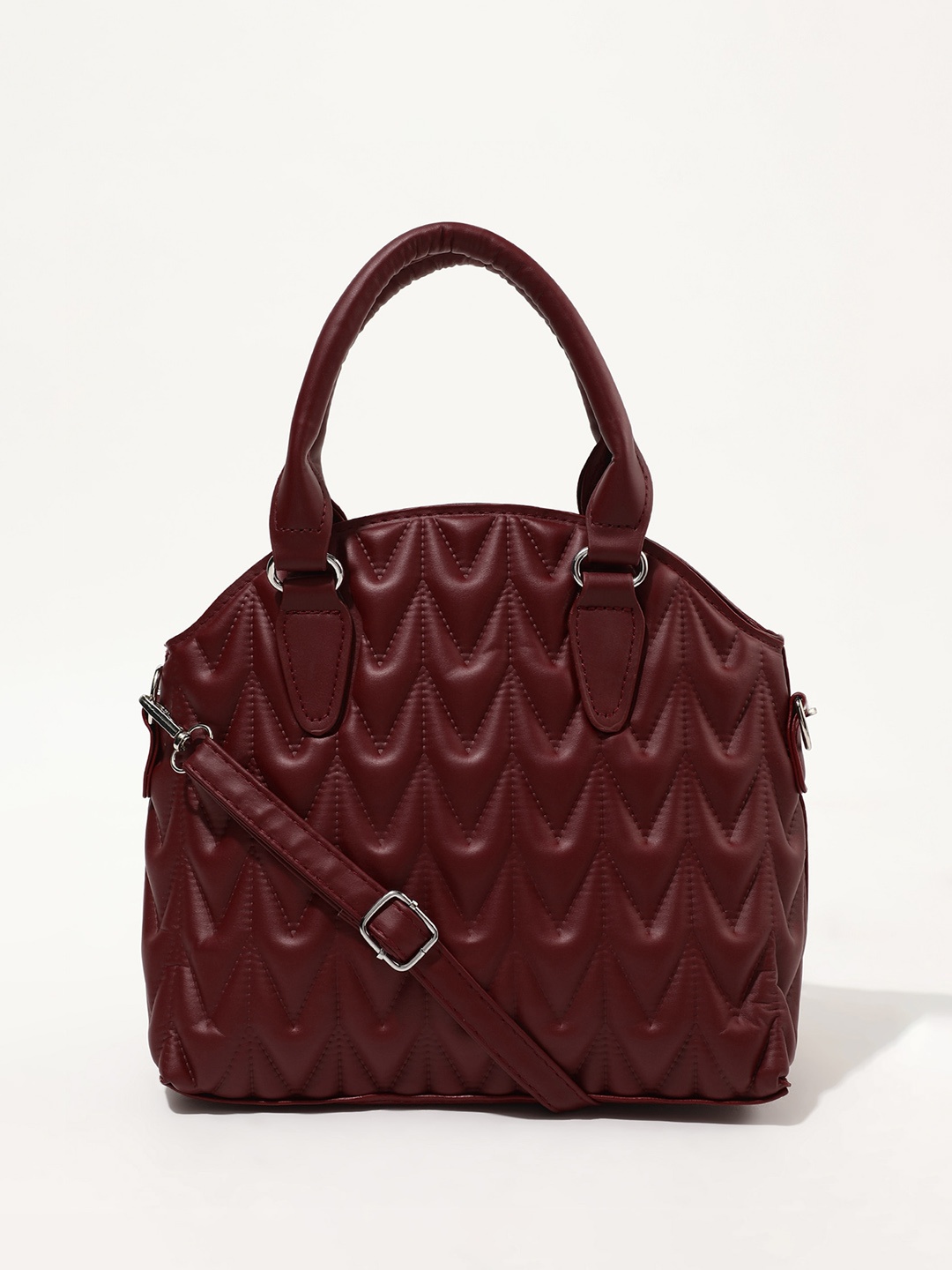 

LULU & SKY Textured PU Shopper Handheld Bag With Quilted, Red