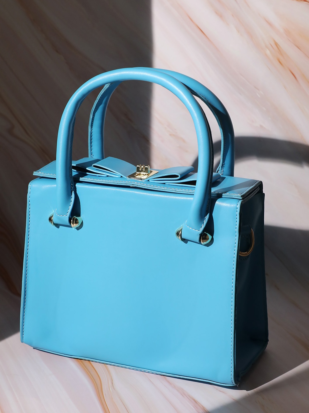 

LULU & SKY Colourblocked PU Structured Handheld Bag, Blue