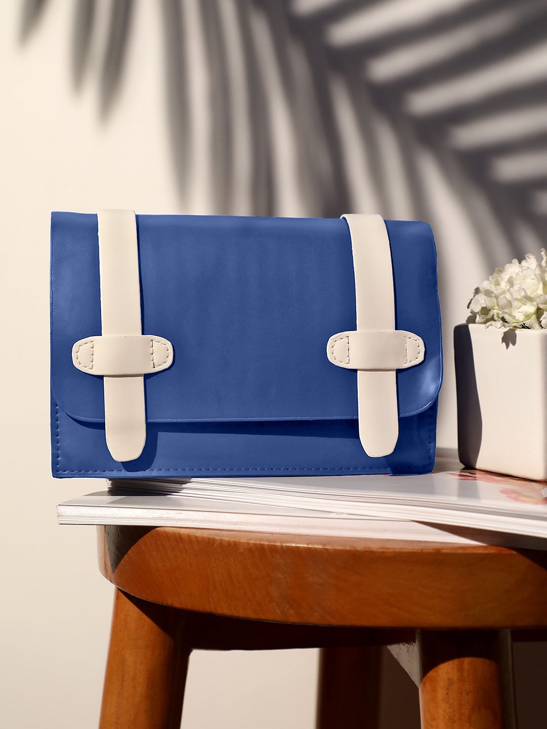 

LULU & SKY Structured Sling Bag, Blue