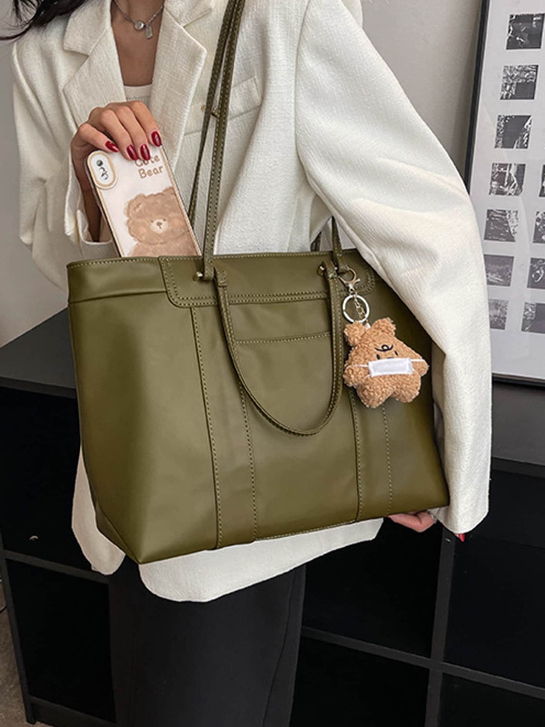 

LULU & SKY Structured Tote Bag, Green