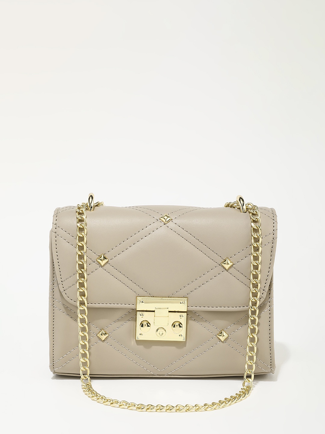 

LULU & SKY Textured PU Structured Sling Bag, Khaki