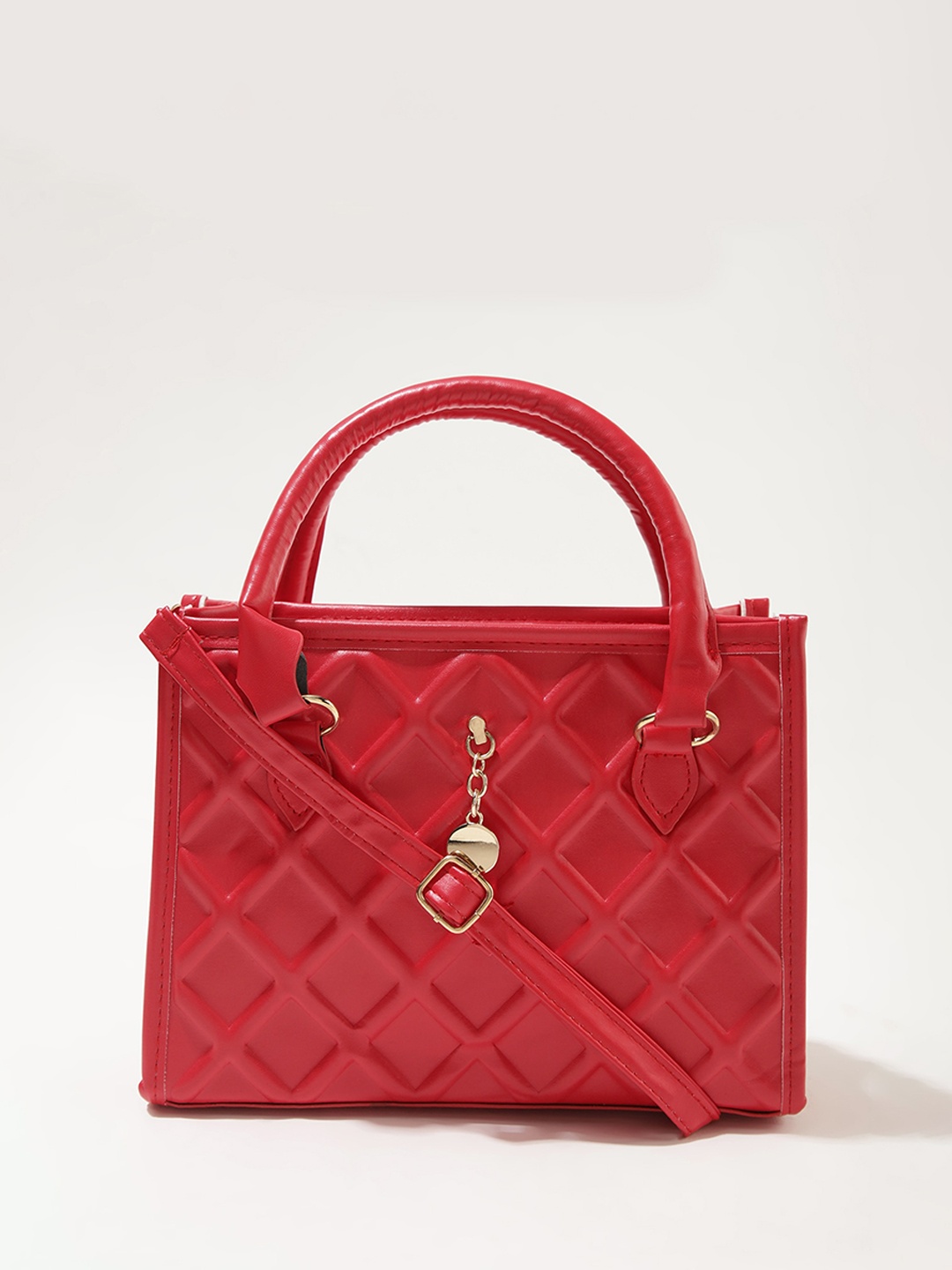 

LULU & SKY PU Structured Shoulder Bag, Red