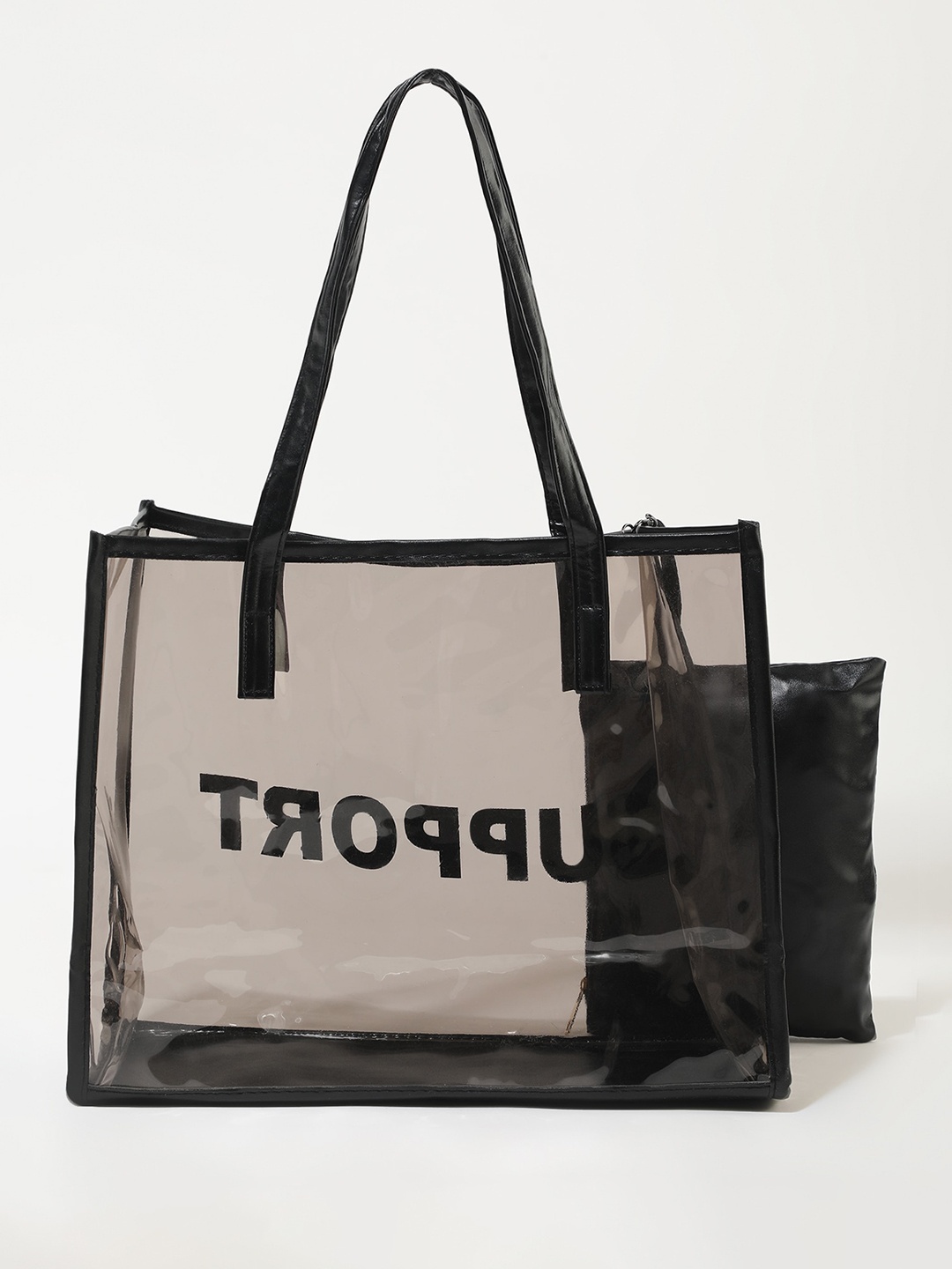 

LULU & SKY Typography Printed Structured Tote Bag, Brown