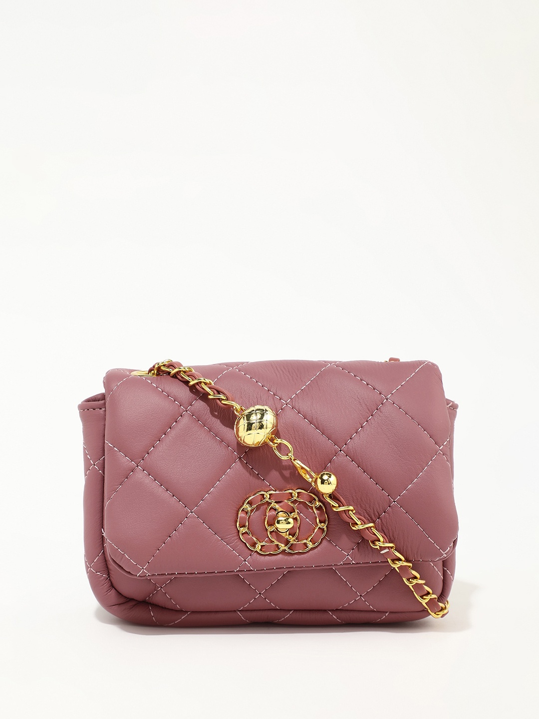 

LULU & SKY Textured Structured Sling Bag, Pink