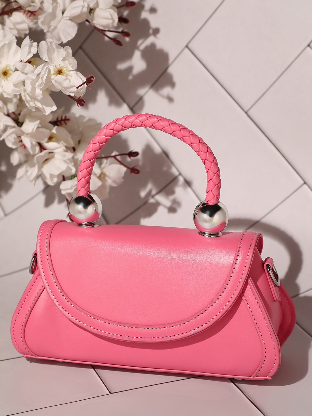 

LULU & SKY PU Structured Handheld Bag, Pink