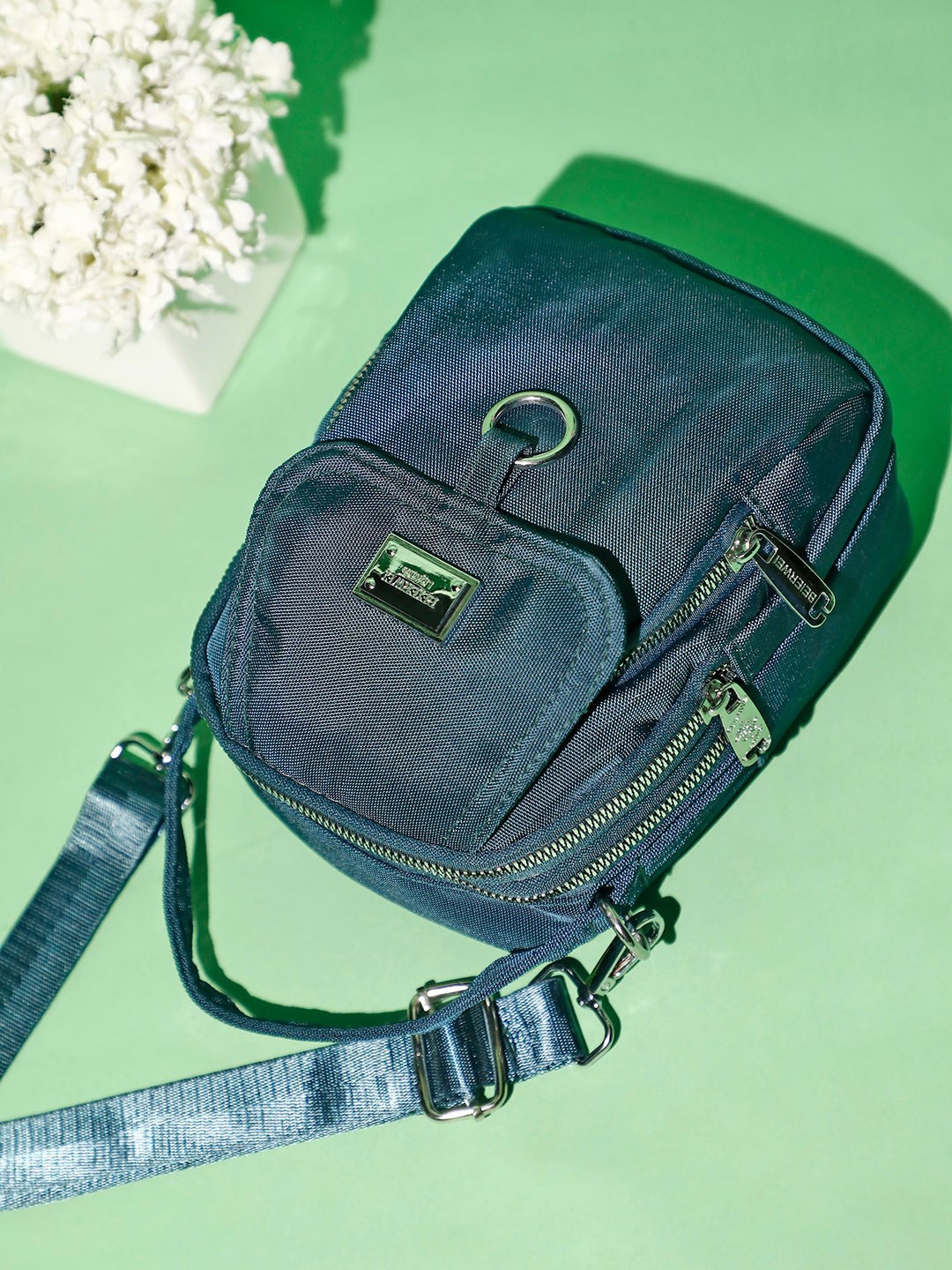 

LULU & SKY Structured Sling Bag, Blue