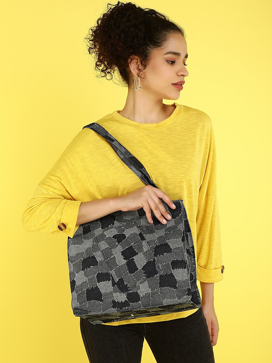 

LULU & SKY Textured Shopper Tote Bag, Blue