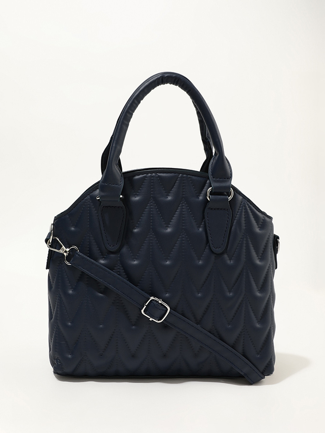

LULU & SKY Textured PU Structured Handheld Bag with Quilted, Blue