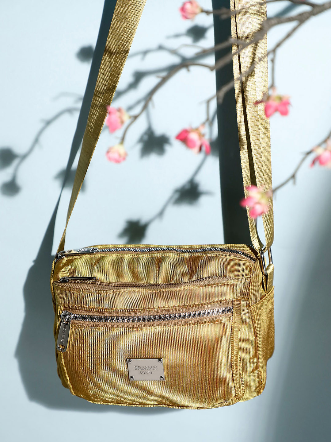 

LULU & SKY Structured Sling Bag, Yellow