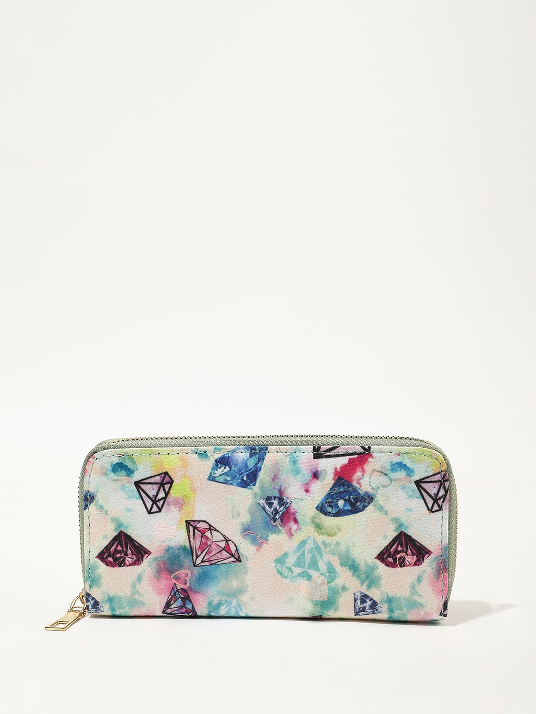

LULU & SKY Geometric Printed Zip Around Wallet, Green