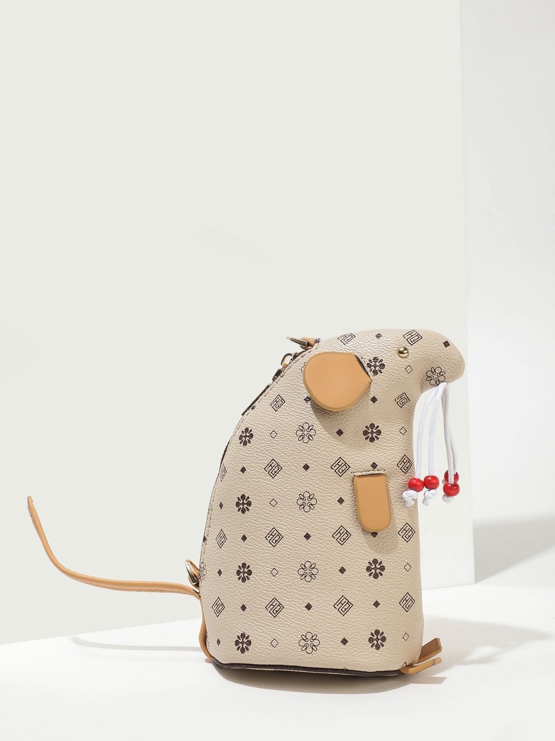 

LULU & SKY Floral Printed Structured Sling Bag, Beige
