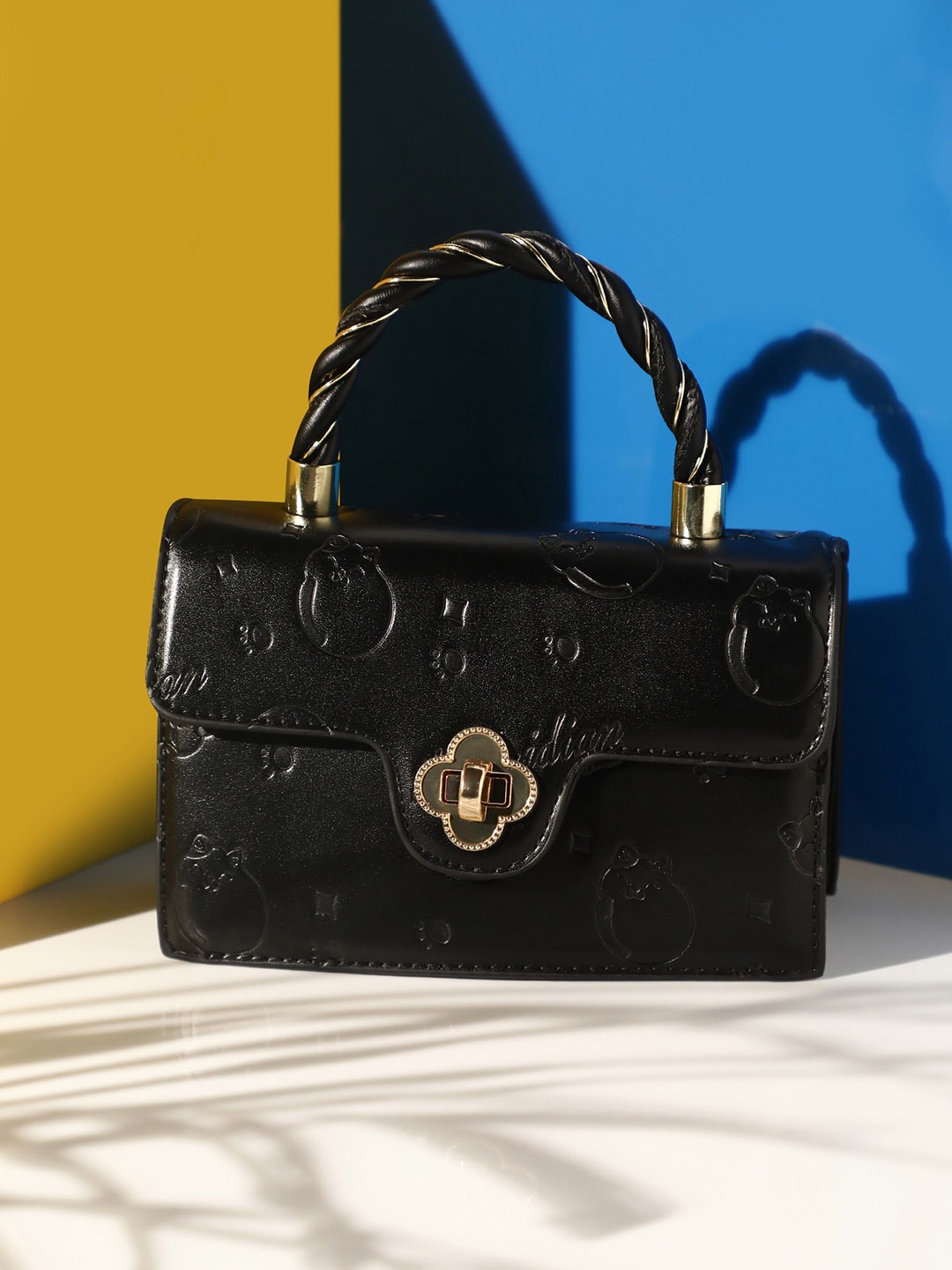 

LULU & SKY Textured Structured Handheld Bag, Black