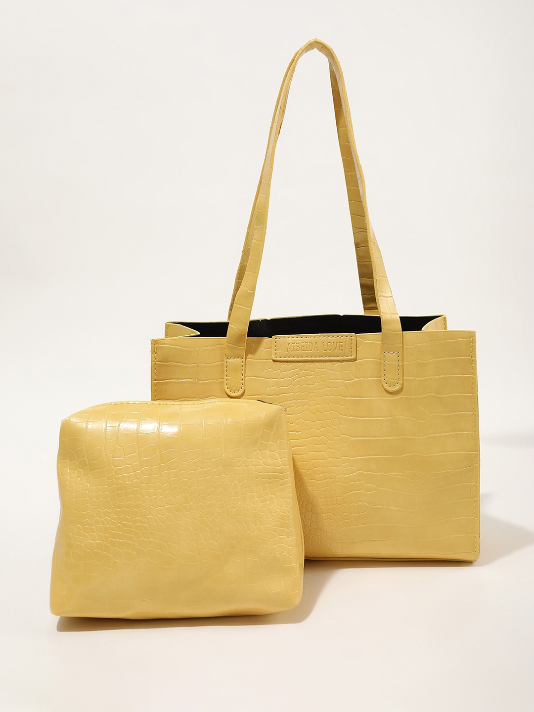 

LULU & SKY Textured PU Structured Shoulder Bag, Yellow