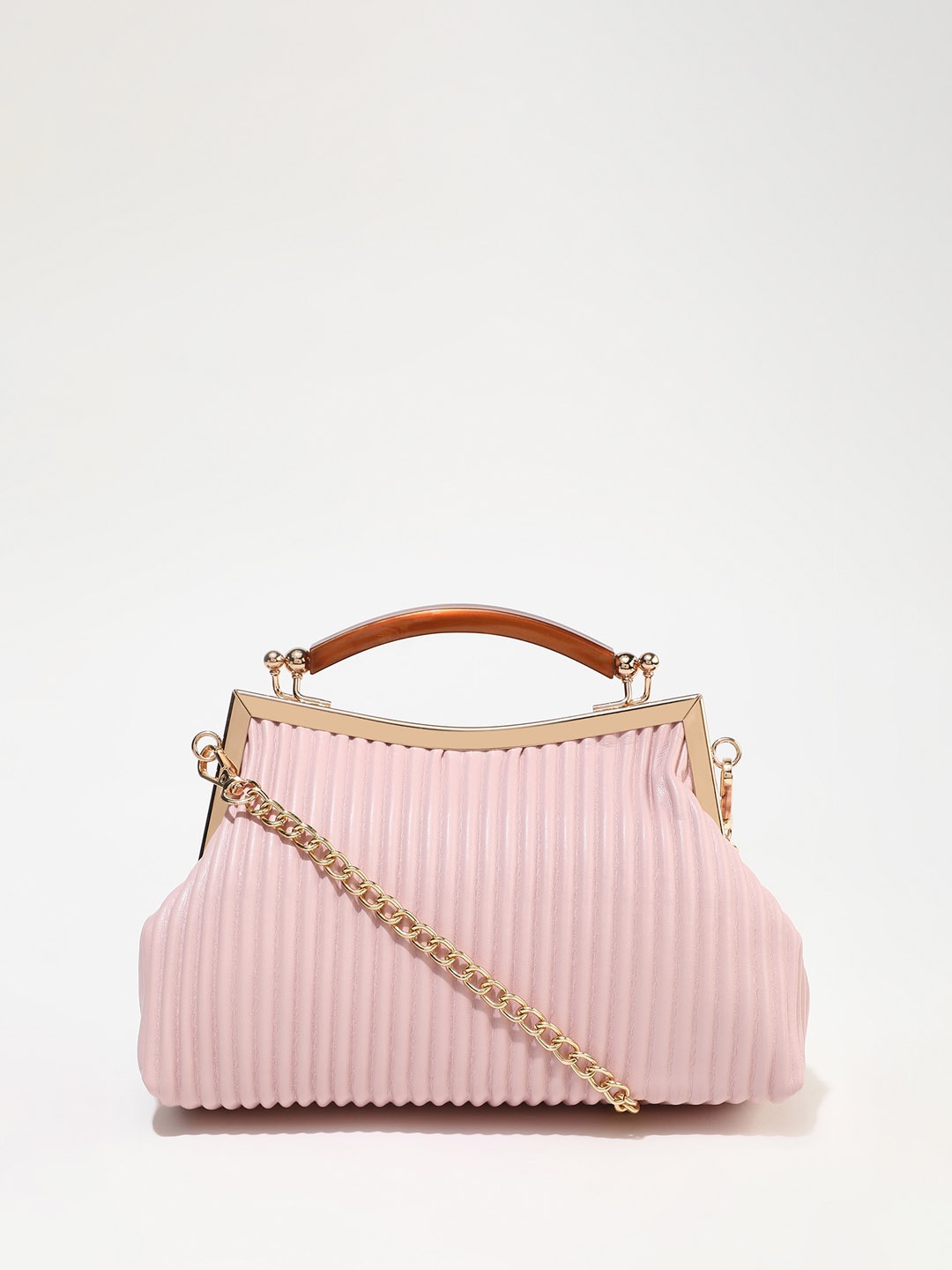 

LULU & SKY Textured Structured Handheld Bag, Pink