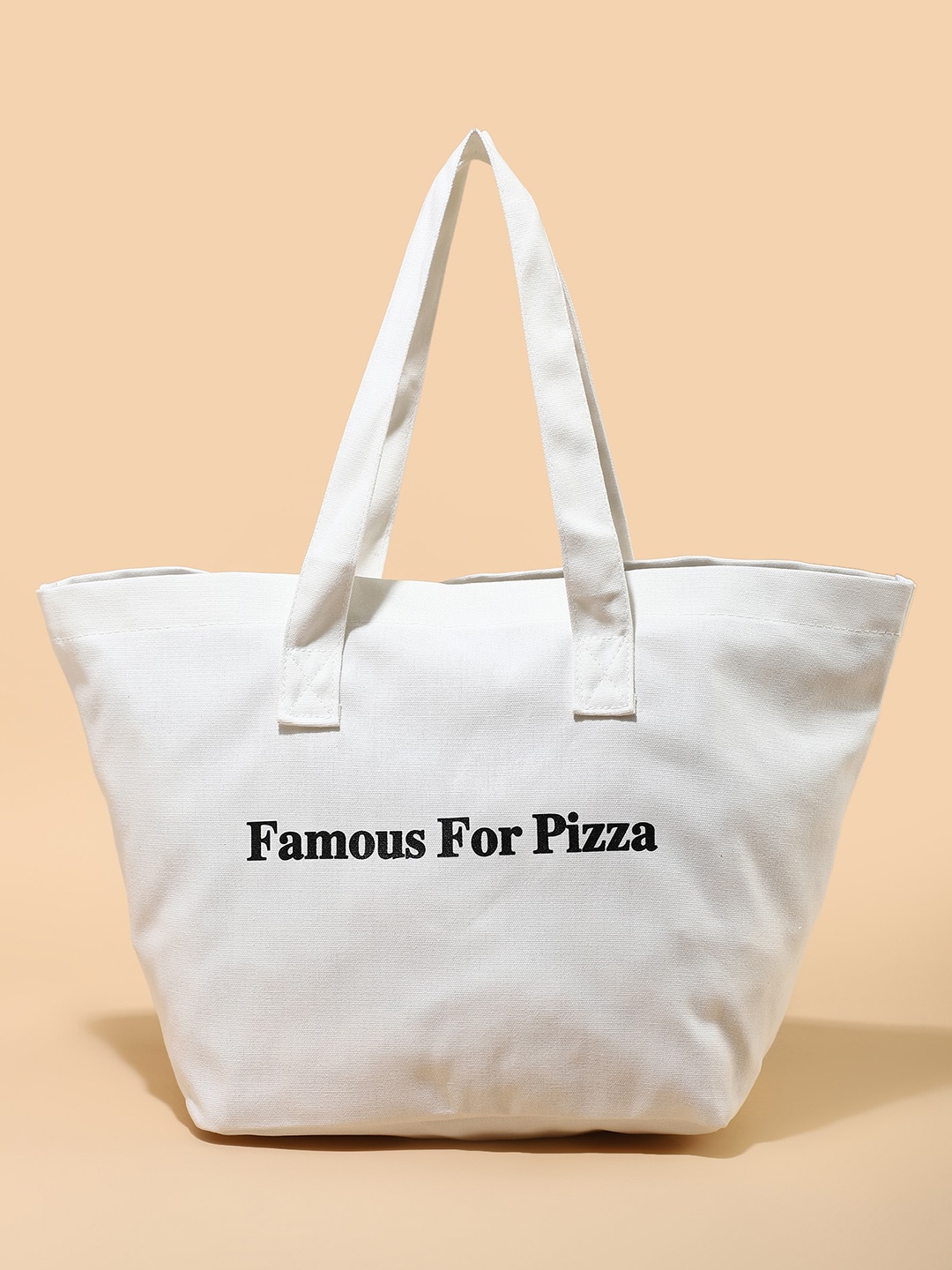 

LULU & SKY Typography Printed Shopper Tote Bag, White