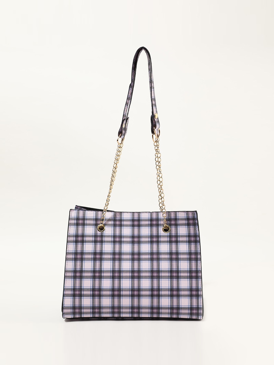 

LULU & SKY Checked Structured Shoulder Bag, Purple