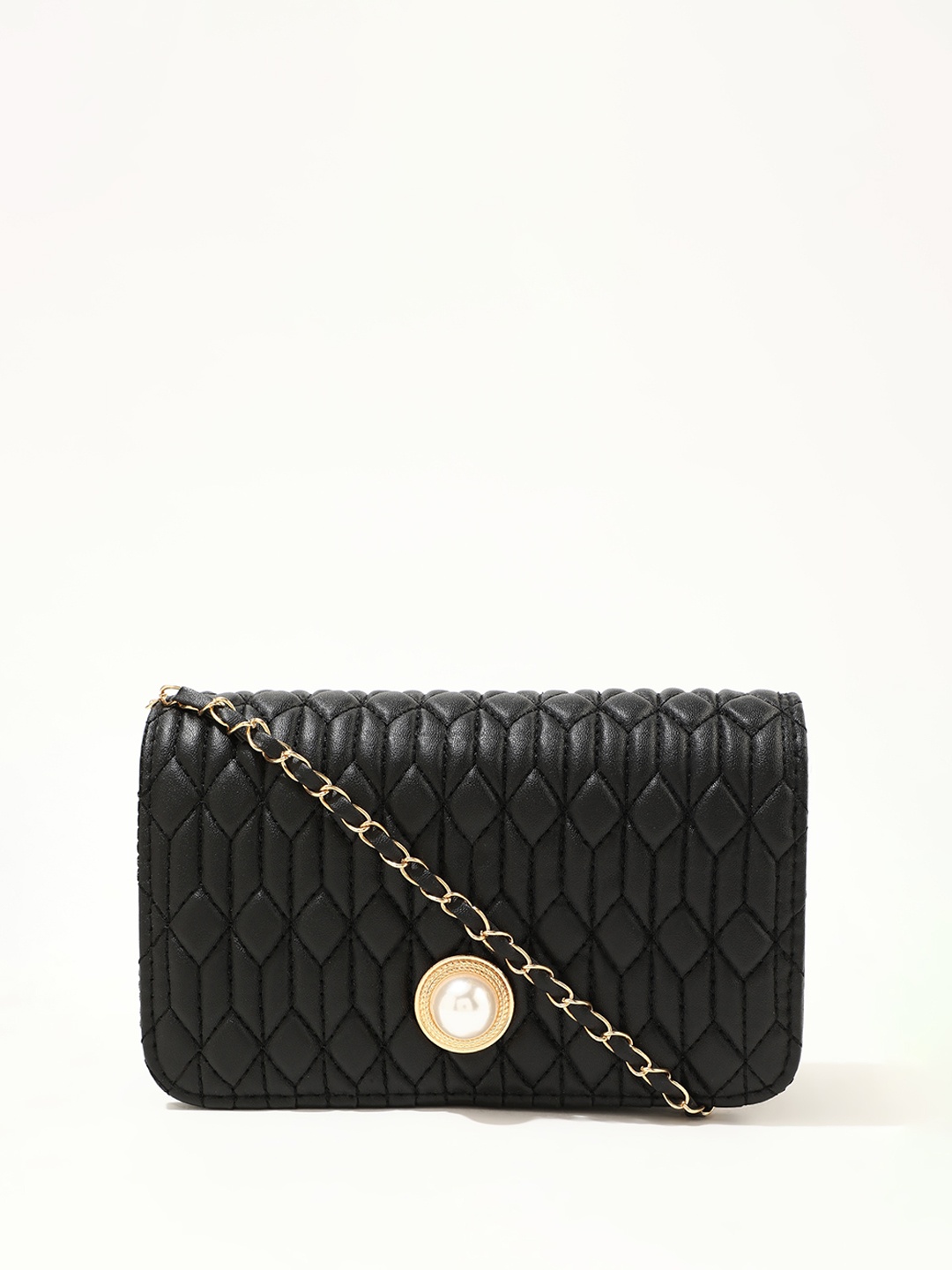 

LULU & SKY Structured Textured Sling Bag, Black