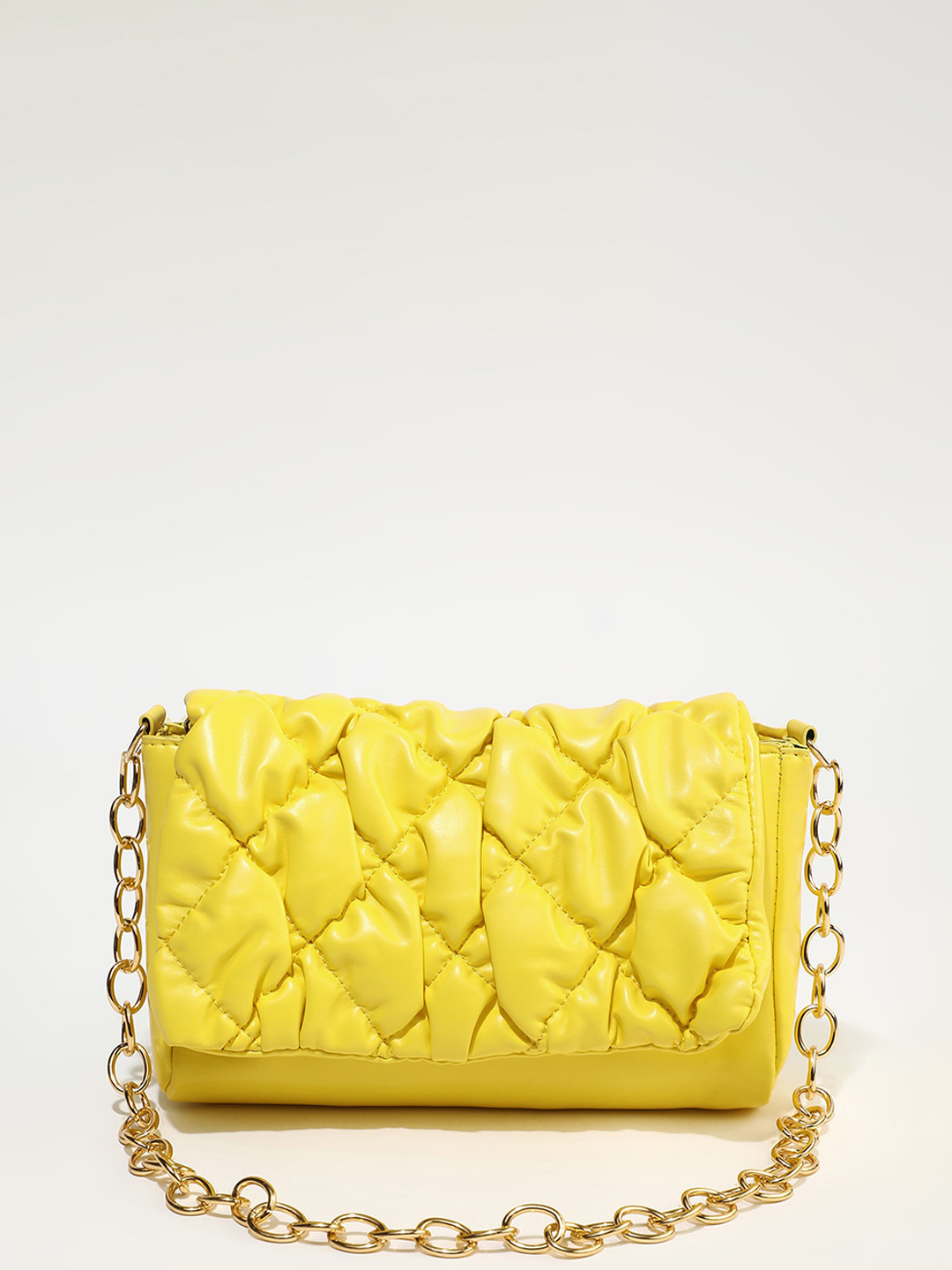 

LULU & SKY Textured Structured Shoulder Bag, Yellow