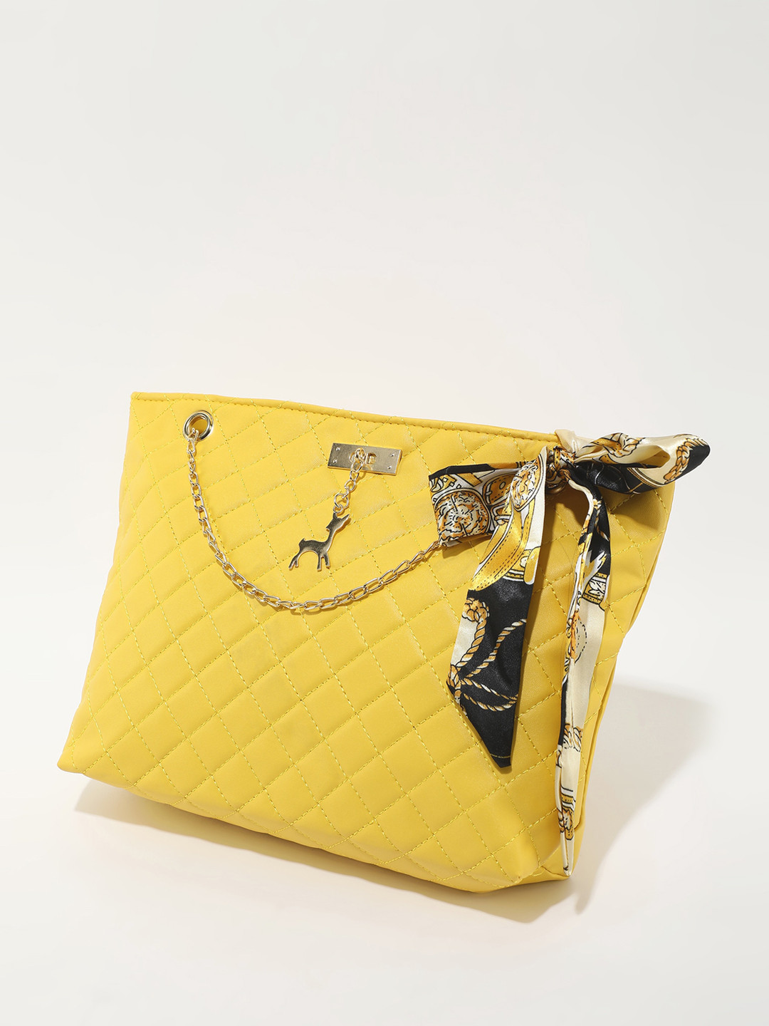 

LULU & SKY Textured Structured Handheld Bag, Yellow