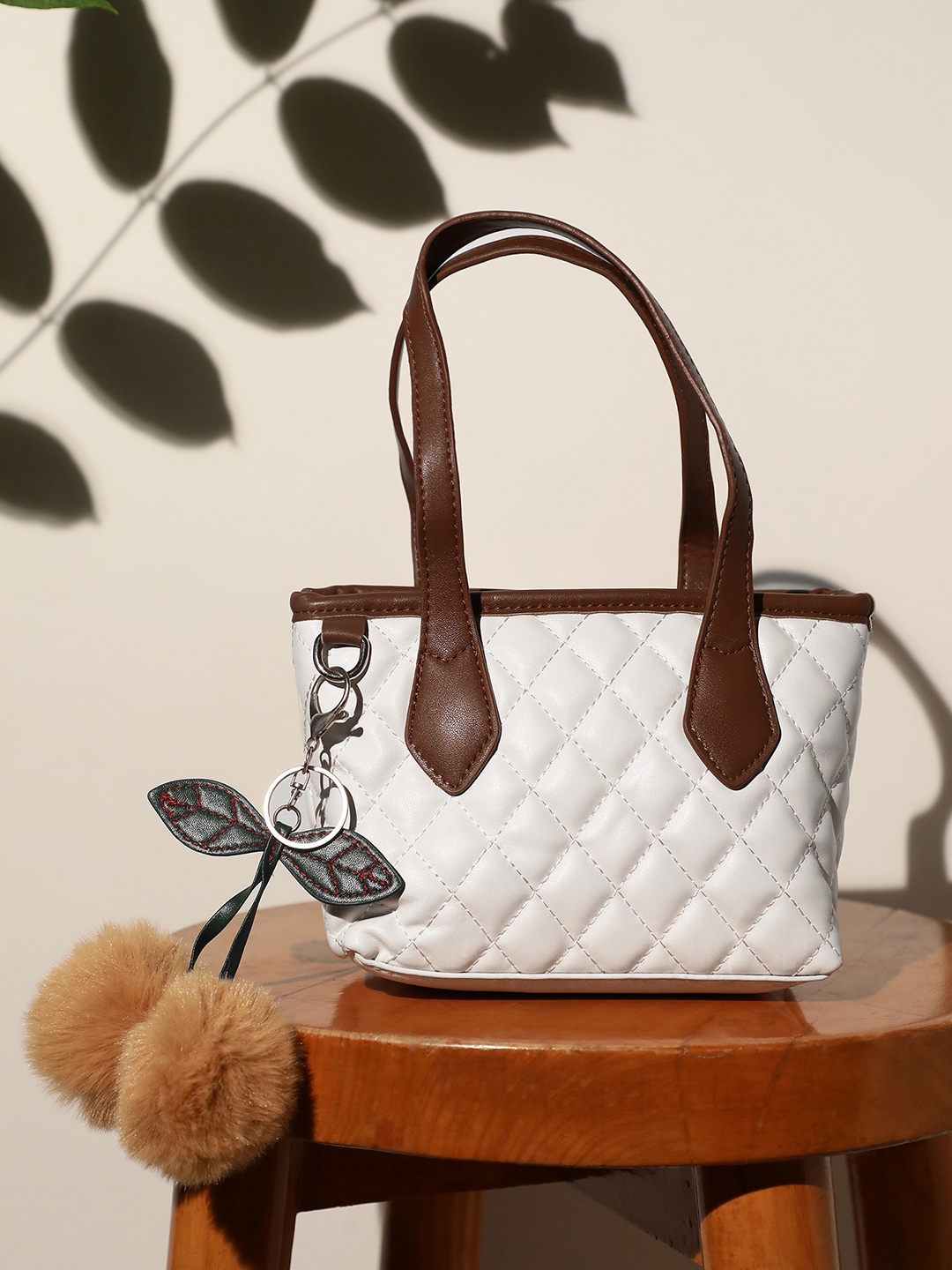 

LULU & SKY Quilted Structured Shoulder Bag, White