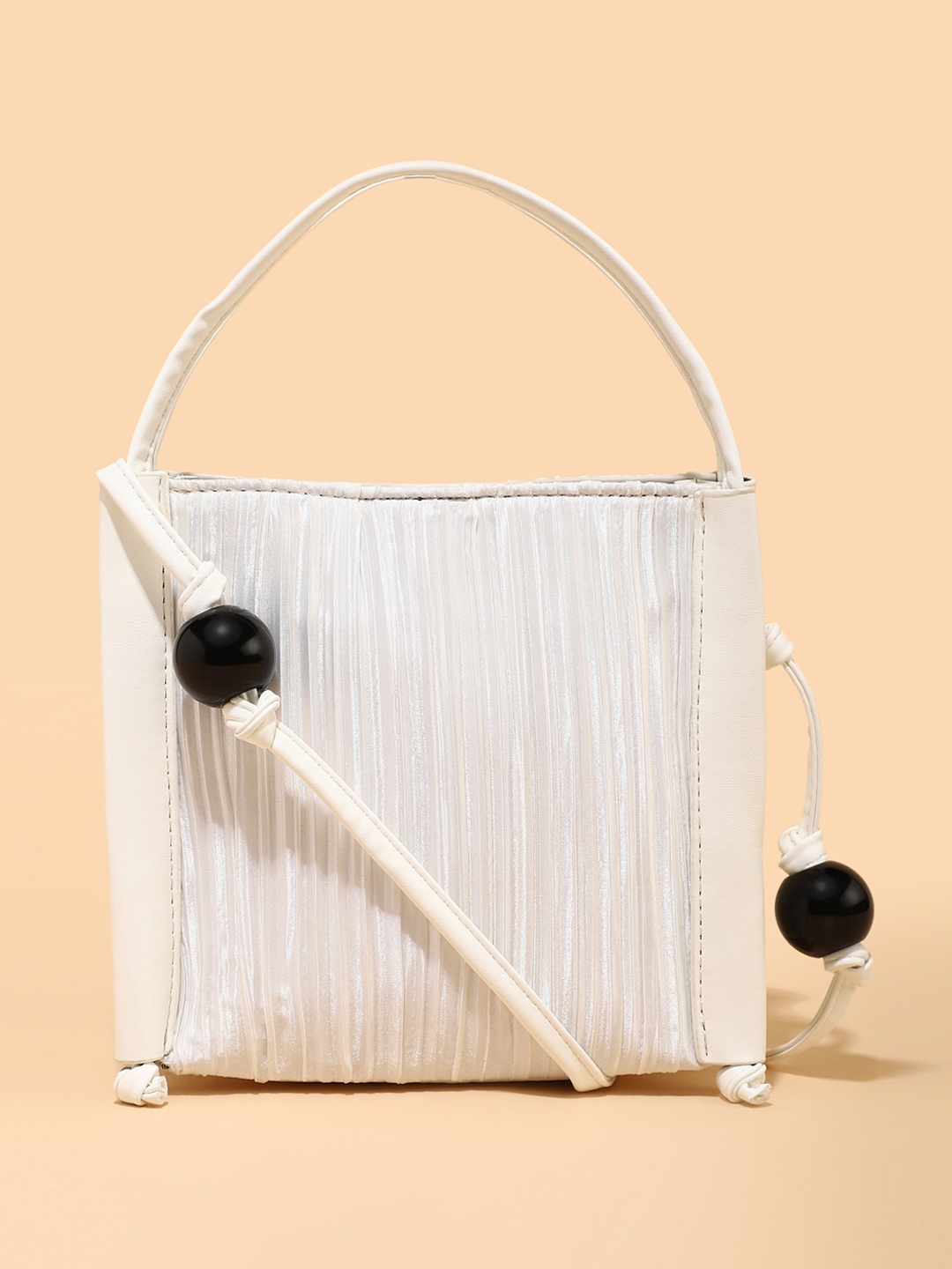 LULU & SKY Textured Shopper Handheld Bag, White