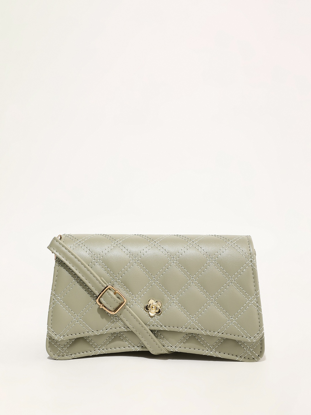 

LULU & SKY Structured Quilted Sling Bag, Green