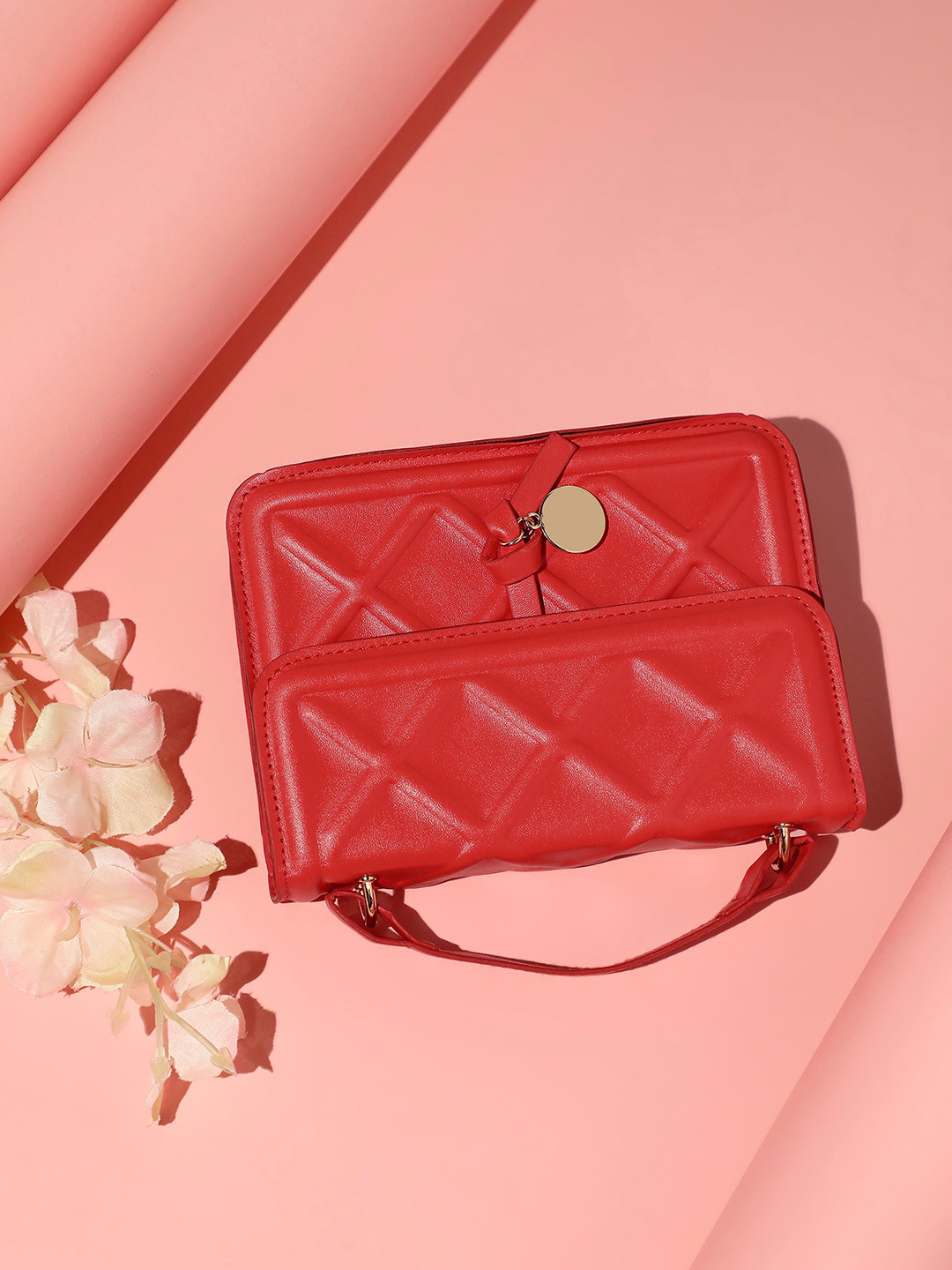 

LULU & SKY Textured PU Structured Sling Bag, Red