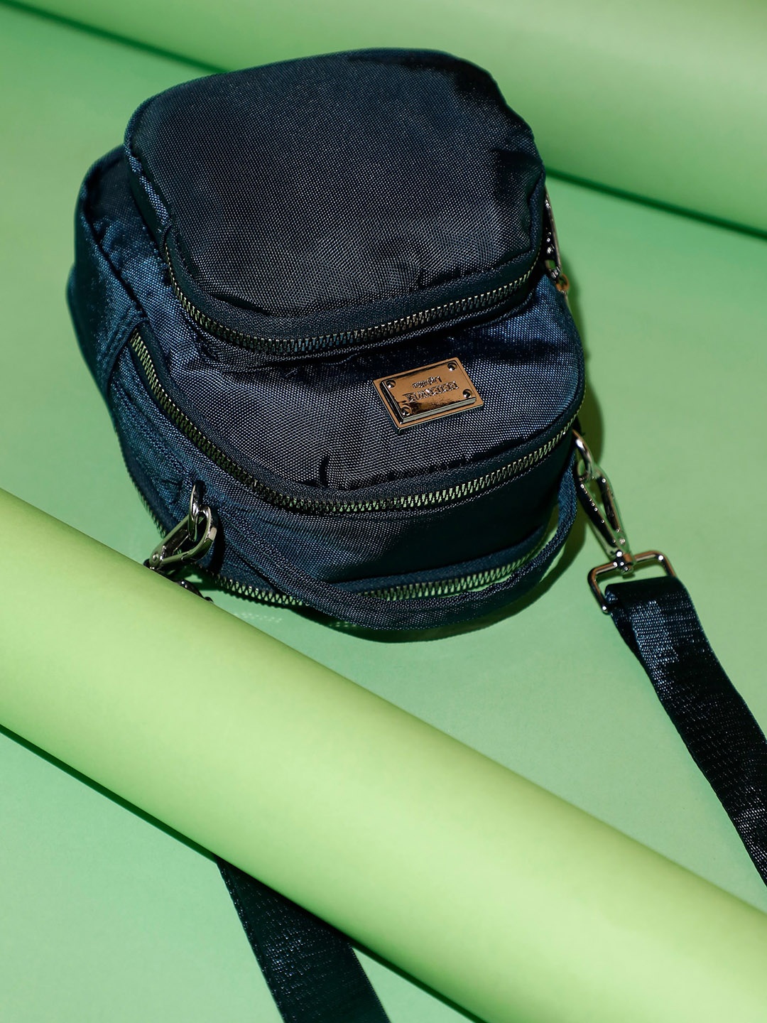 

LULU & SKY Textured Half Moon Handheld Bag, Green