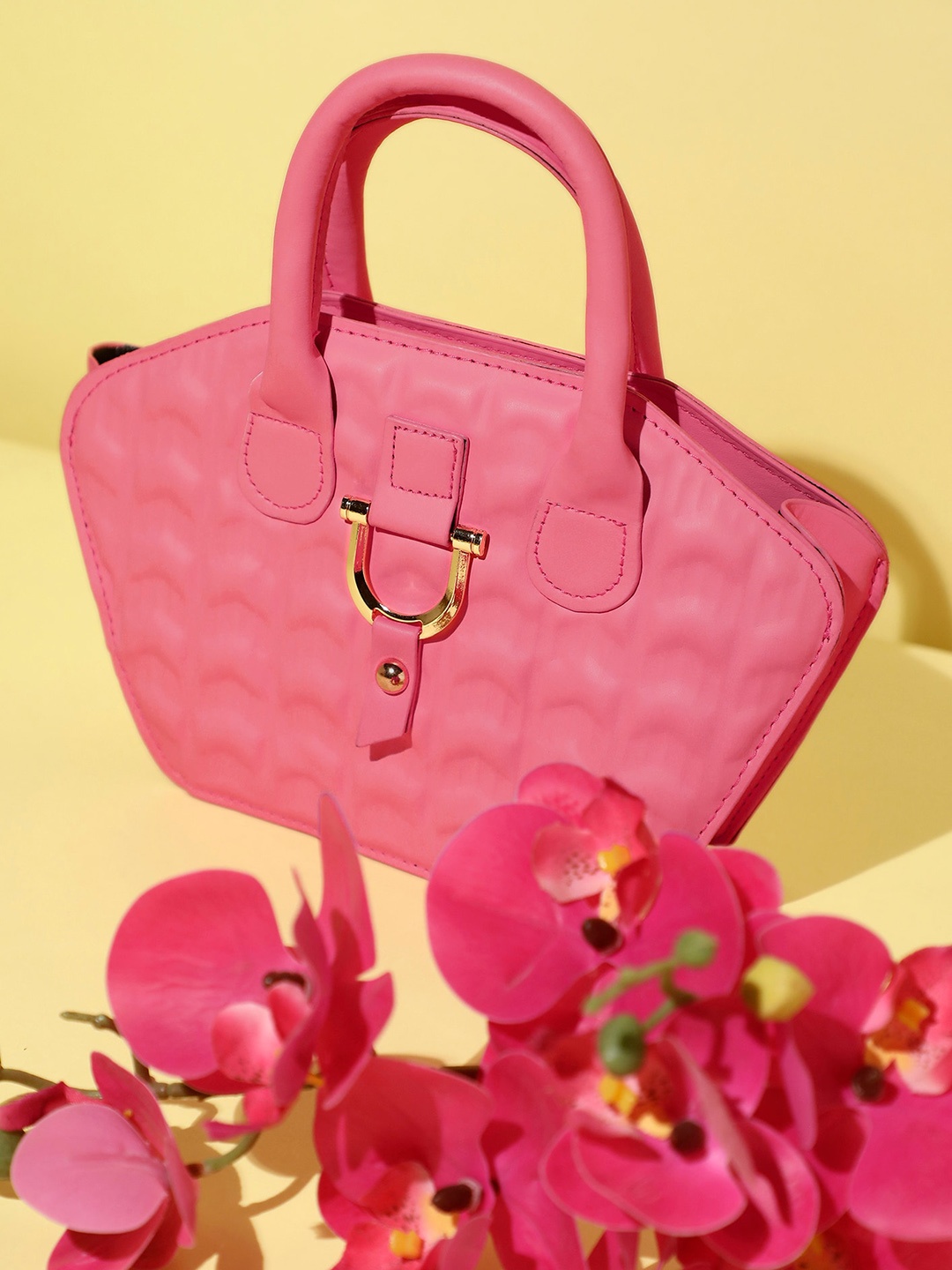 

LULU & SKY Textured Structured Handheld Bag, Pink