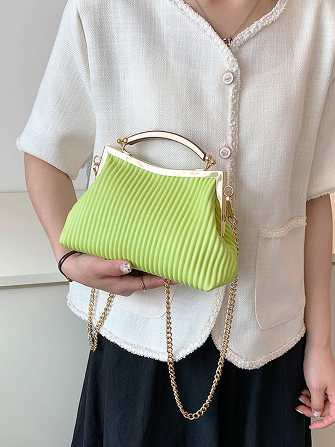 

LULU & SKY Textured Sling Bag, Green