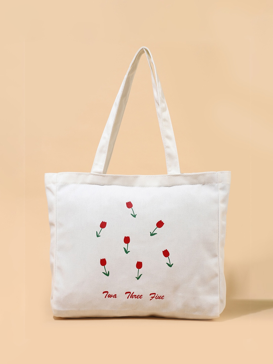 

LULU & SKY Floral Printed Shopper Tote Bag, White