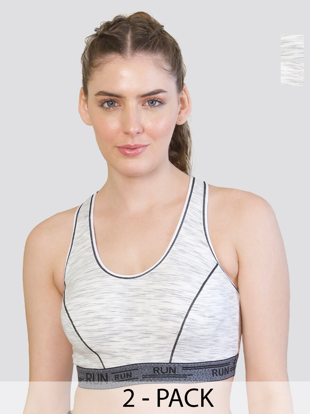 

K LINGERIE Pack of 2 Kristen High Impact Support Sports Bra For Workout & Gym Activities, White