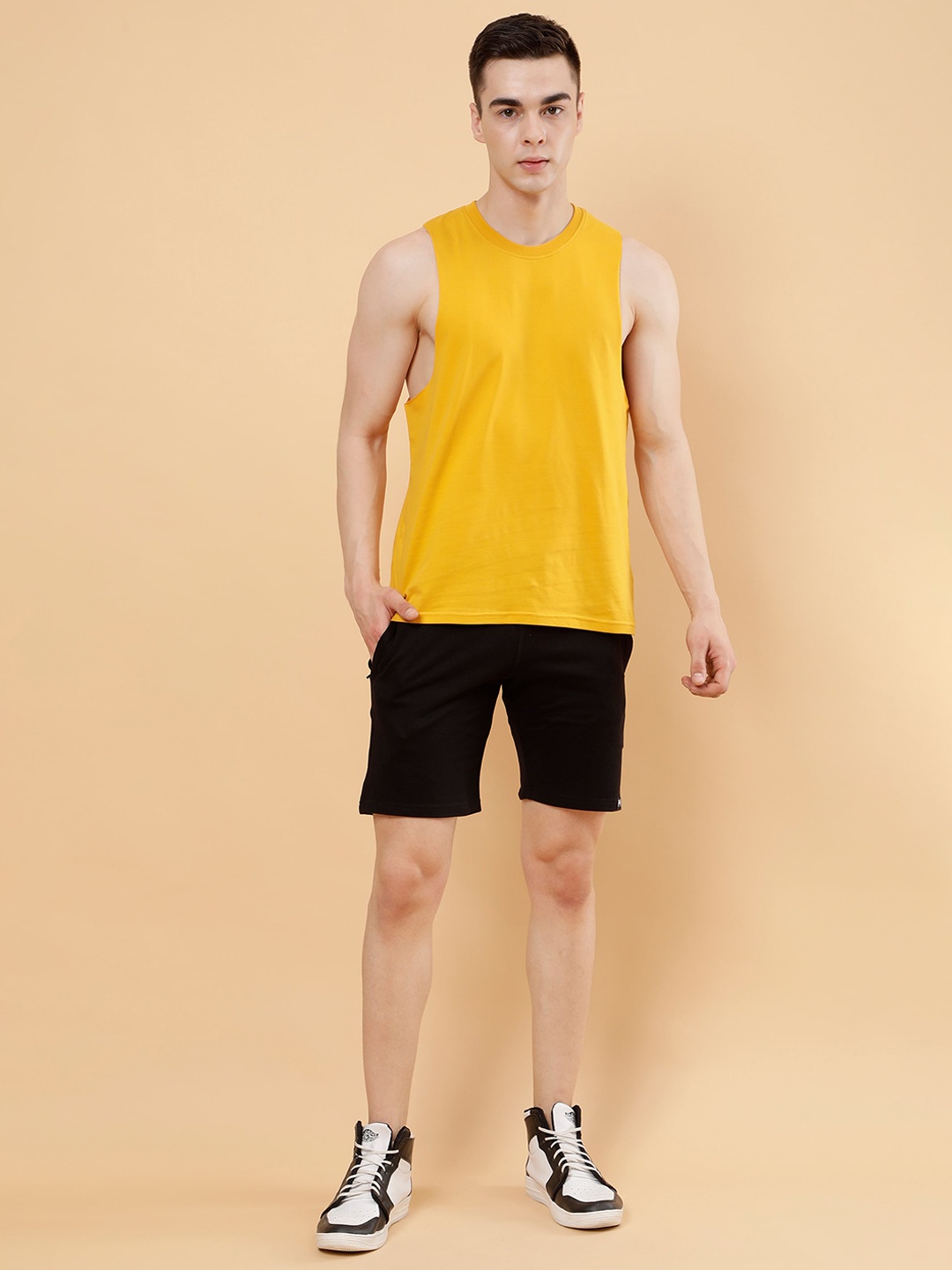 

PockMAN Cotton Sleeveless Innerwear Vest M-mstrd Seamless_S, Mustard