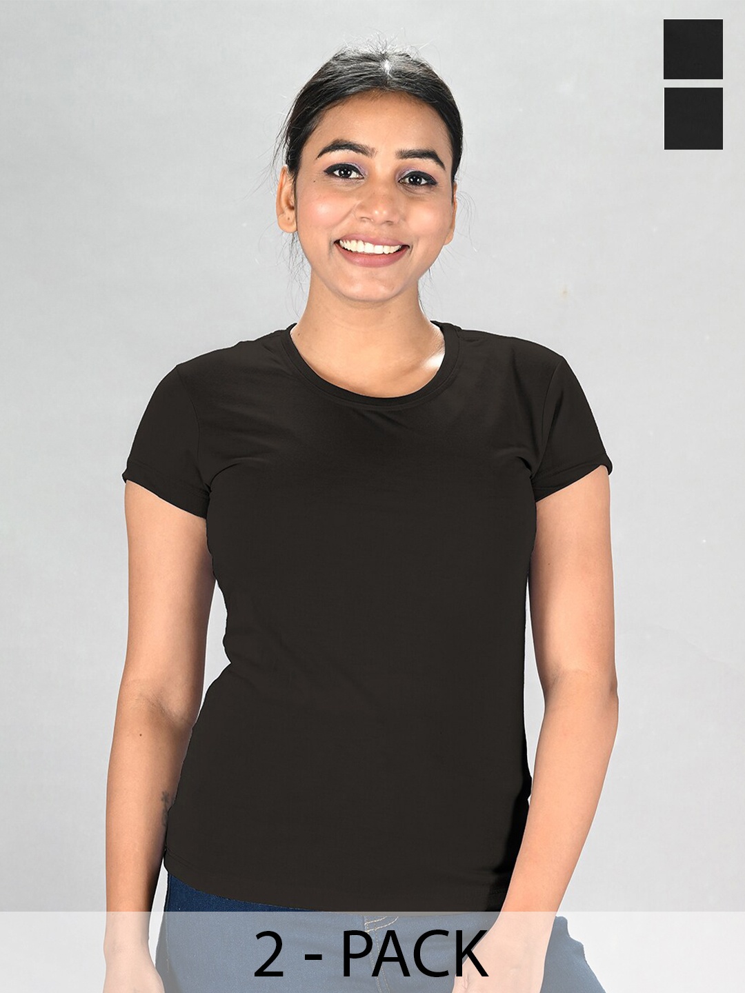 

LUX NITRO Pack Of 2 Round Neck Regular Fit T-shirt, Black