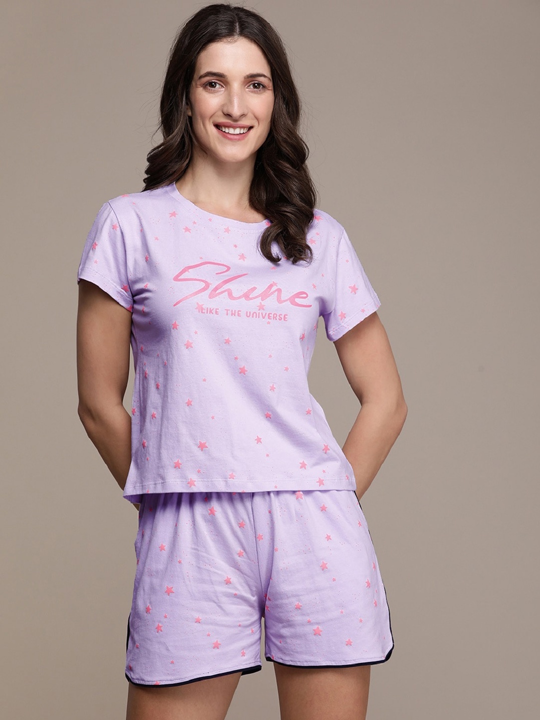 

beebelle Typography Printed Night Suit, Purple