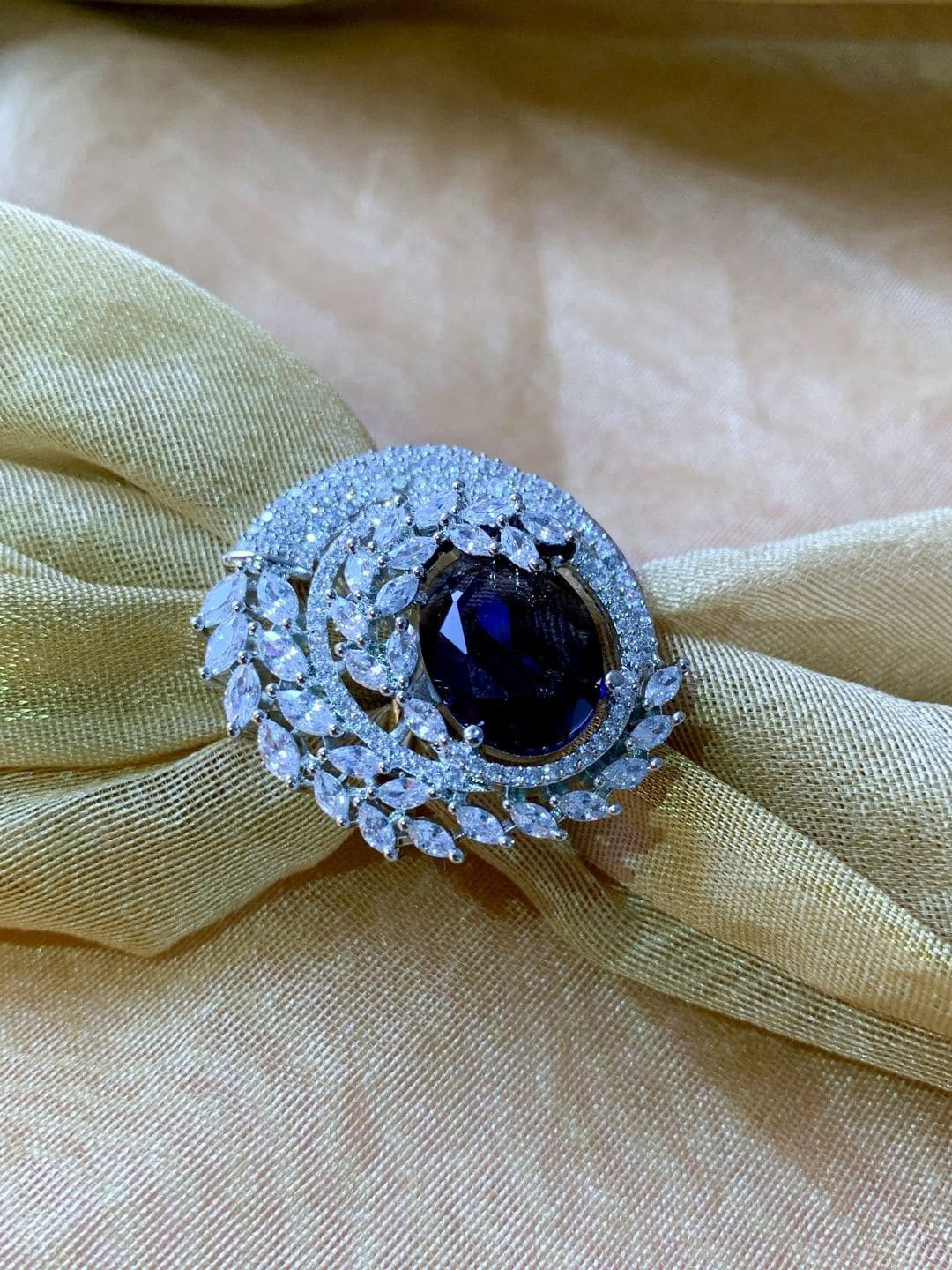 

I Jewels Rose Gold-Plated CZ-Studded Finger Ring