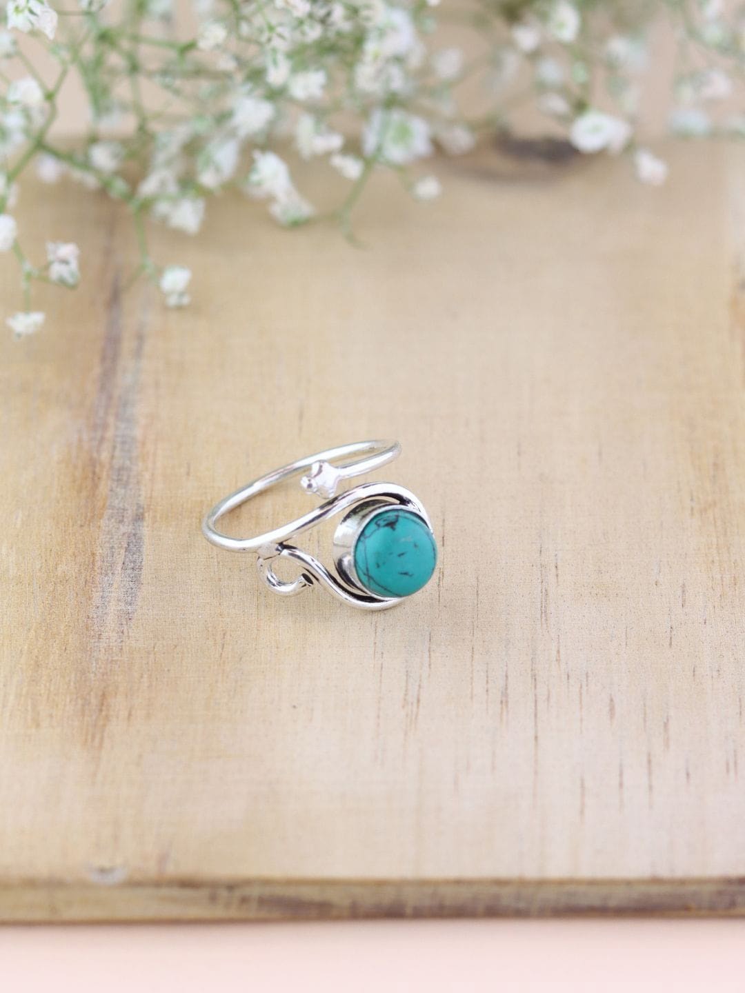 

I Jewels Silver Plated & Stone Studded Finger Ring, Blue