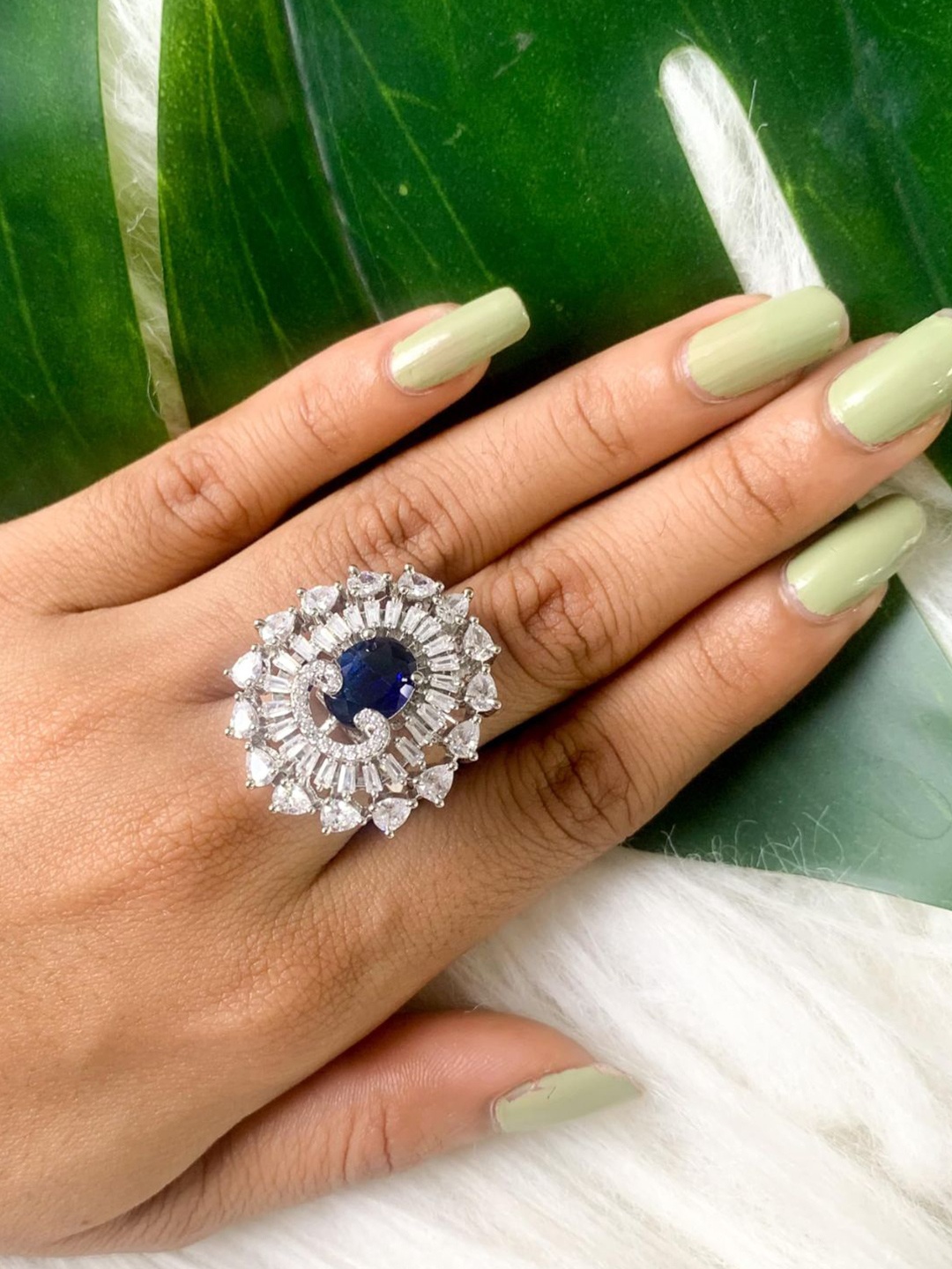 

I Jewels Rose Gold-Plated CZ AD-Studded Finger Ring