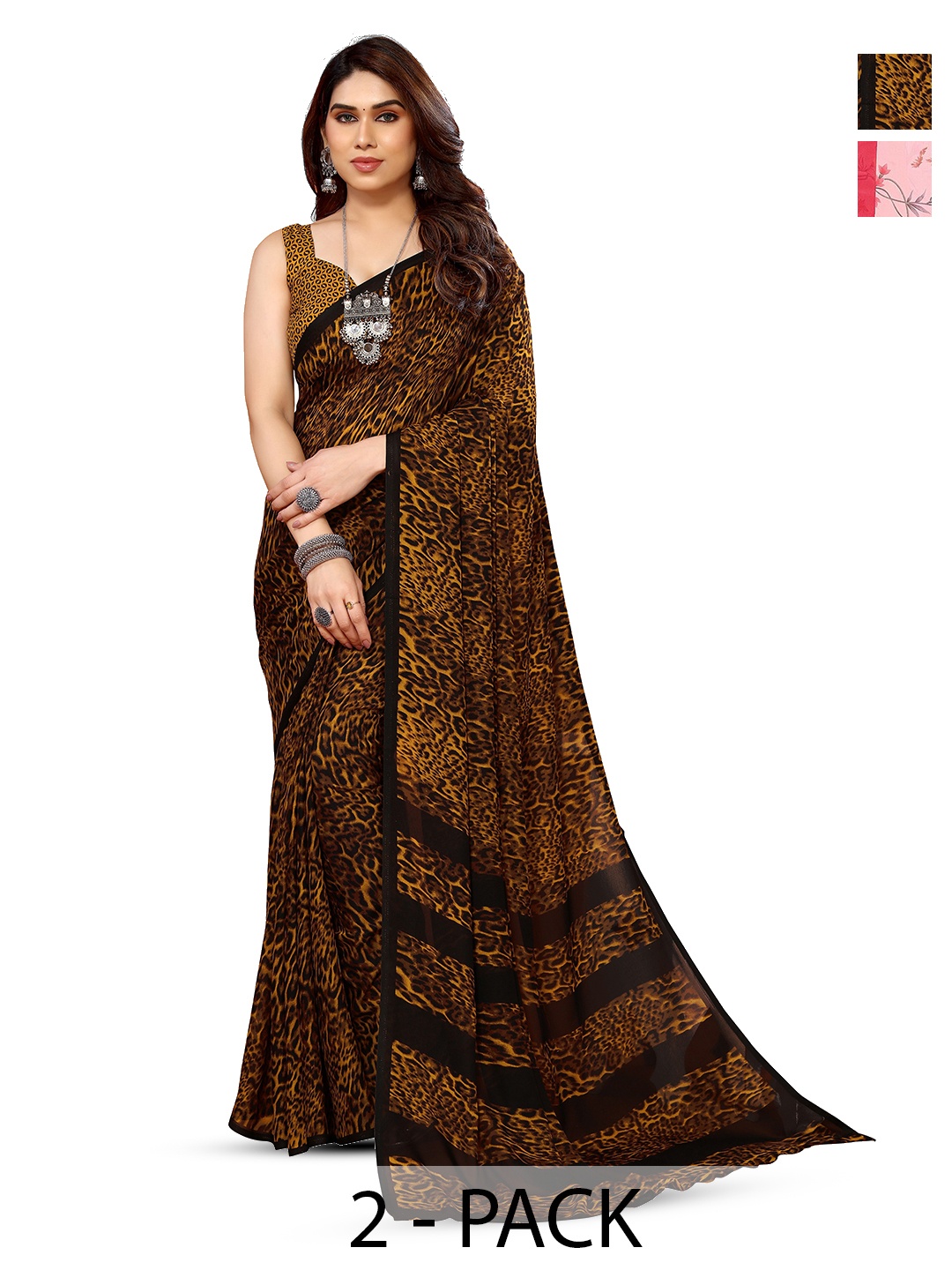 

ANAND SAREES Selection of 2 Floral Saree, Pink