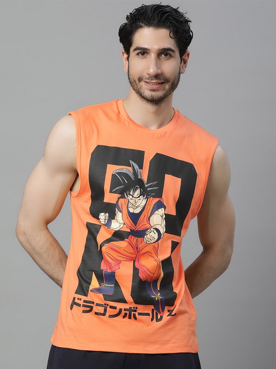 

Free Authority Dragon Ball Z Printed Regular Fit Muscle T-Shirt, Orange