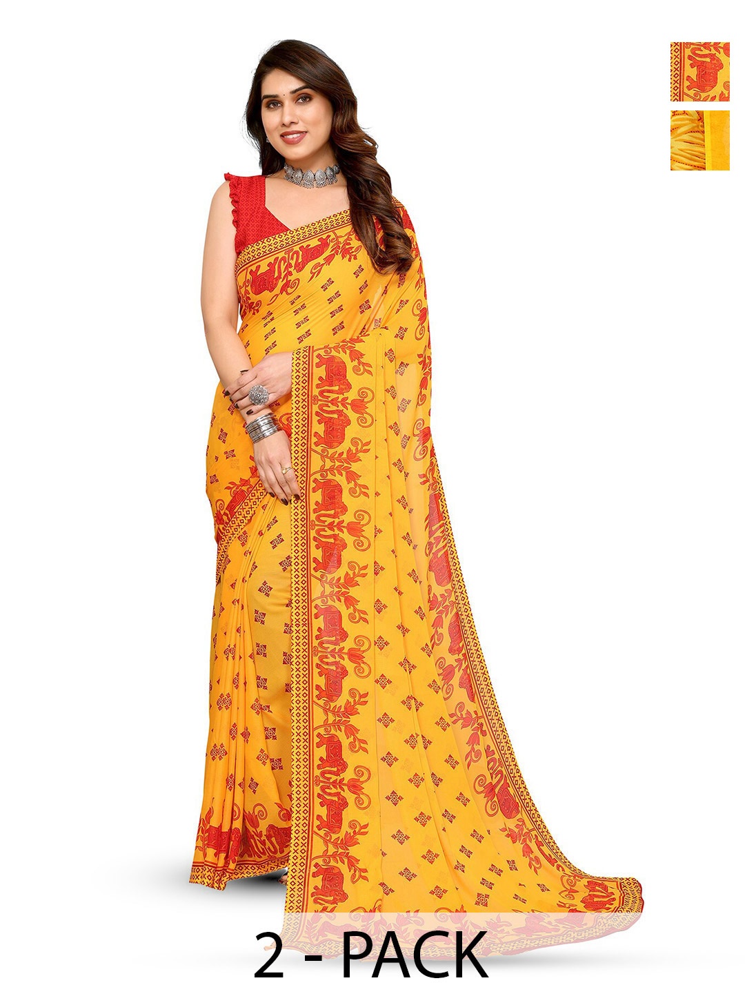 

ANAND SAREES Selection of 2 Ethnic Motifs Saree, Yellow