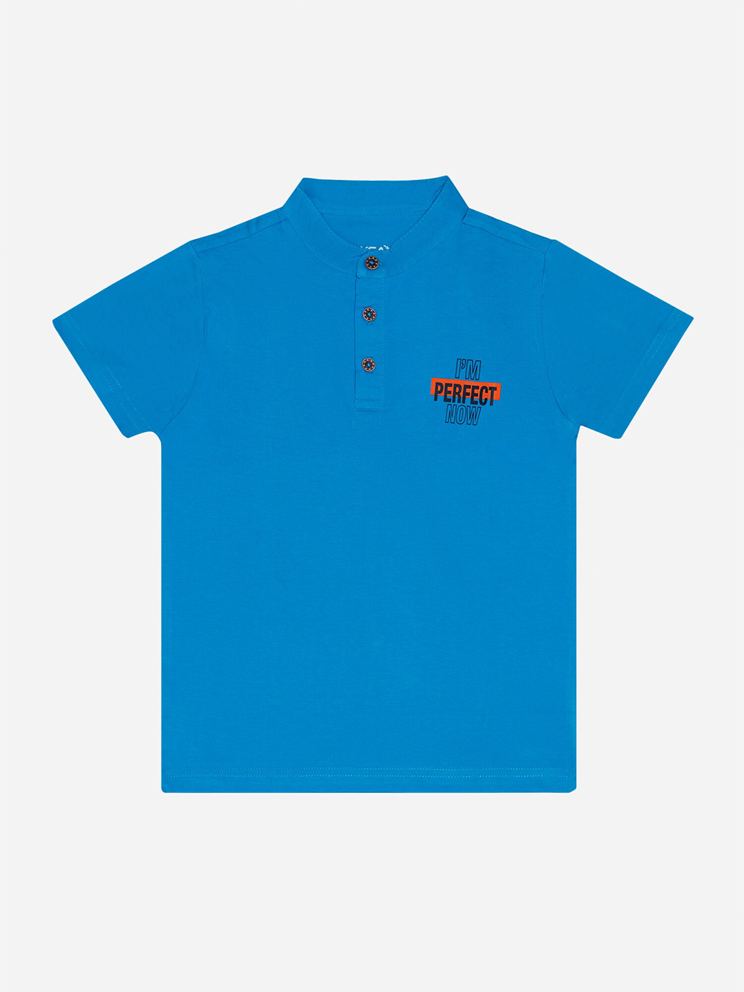 

DYCA Boys Mandarin Collar Cotton T-Shirt, Blue