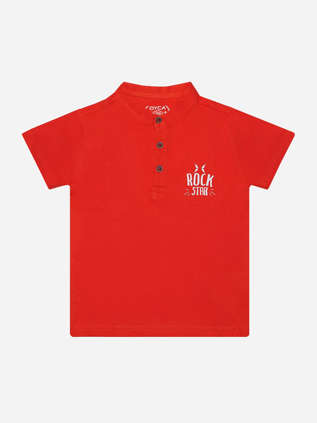 

DYCA Boys Henley Neck Short Sleeves Cotton T-shirt, Red