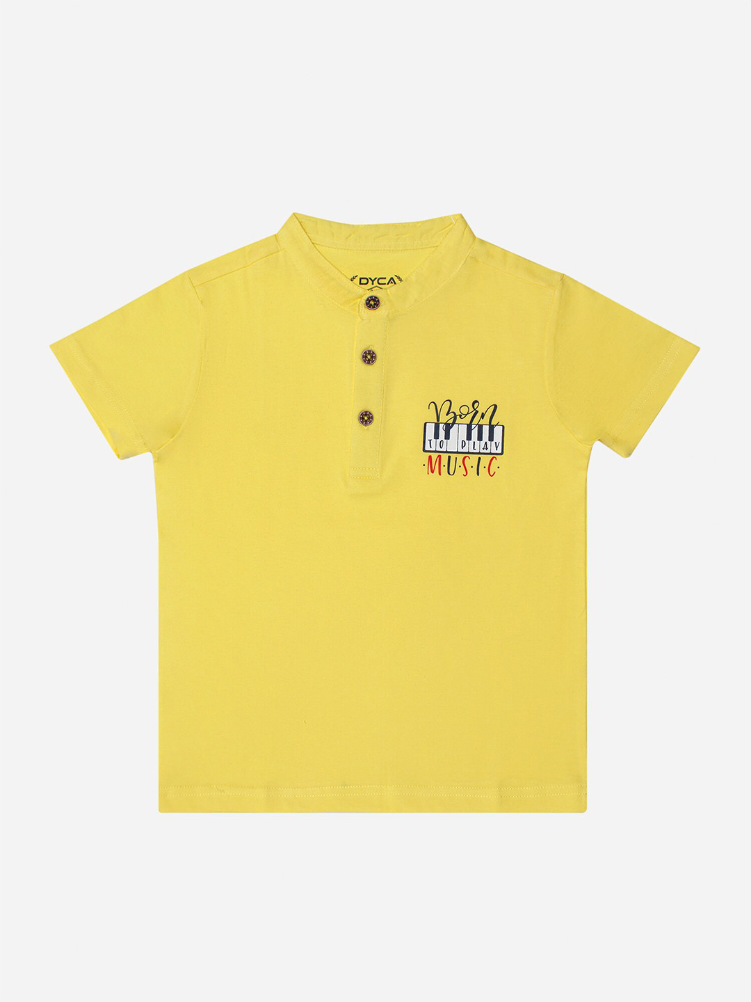 

DYCA Boys Mandarin Collar Cotton T-Shirt, Yellow